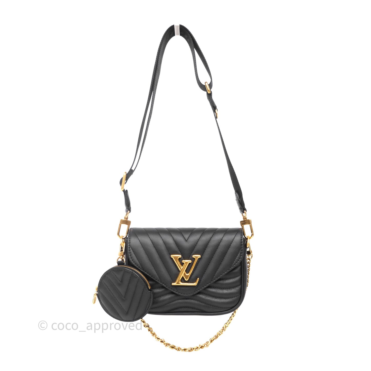 Louis Vuitton Black New Wave Multi Pochette Gold Hardware
