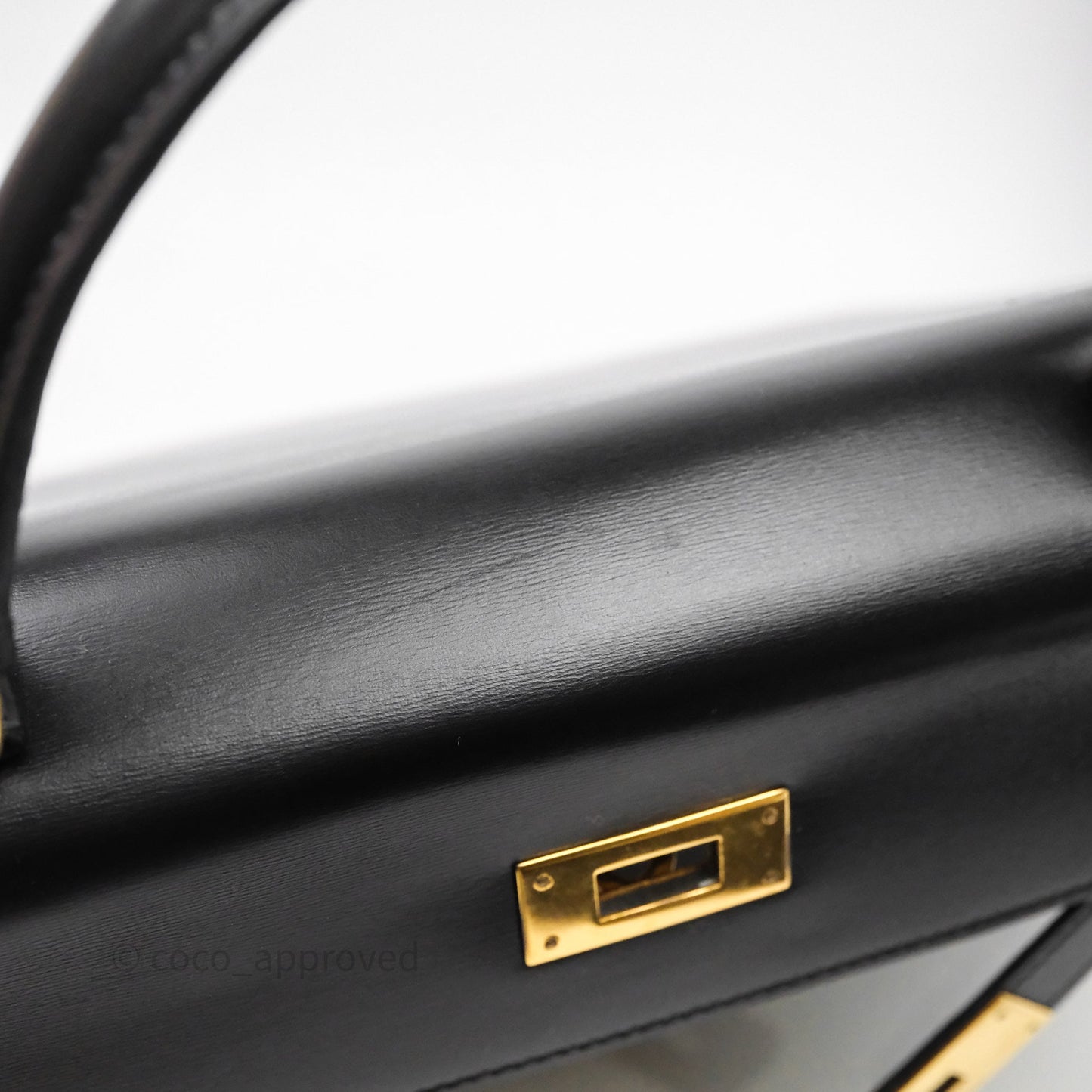 Hermès Vintage Kelly 28 Sellier Black Noir 89 Box Leather Gold Hardware