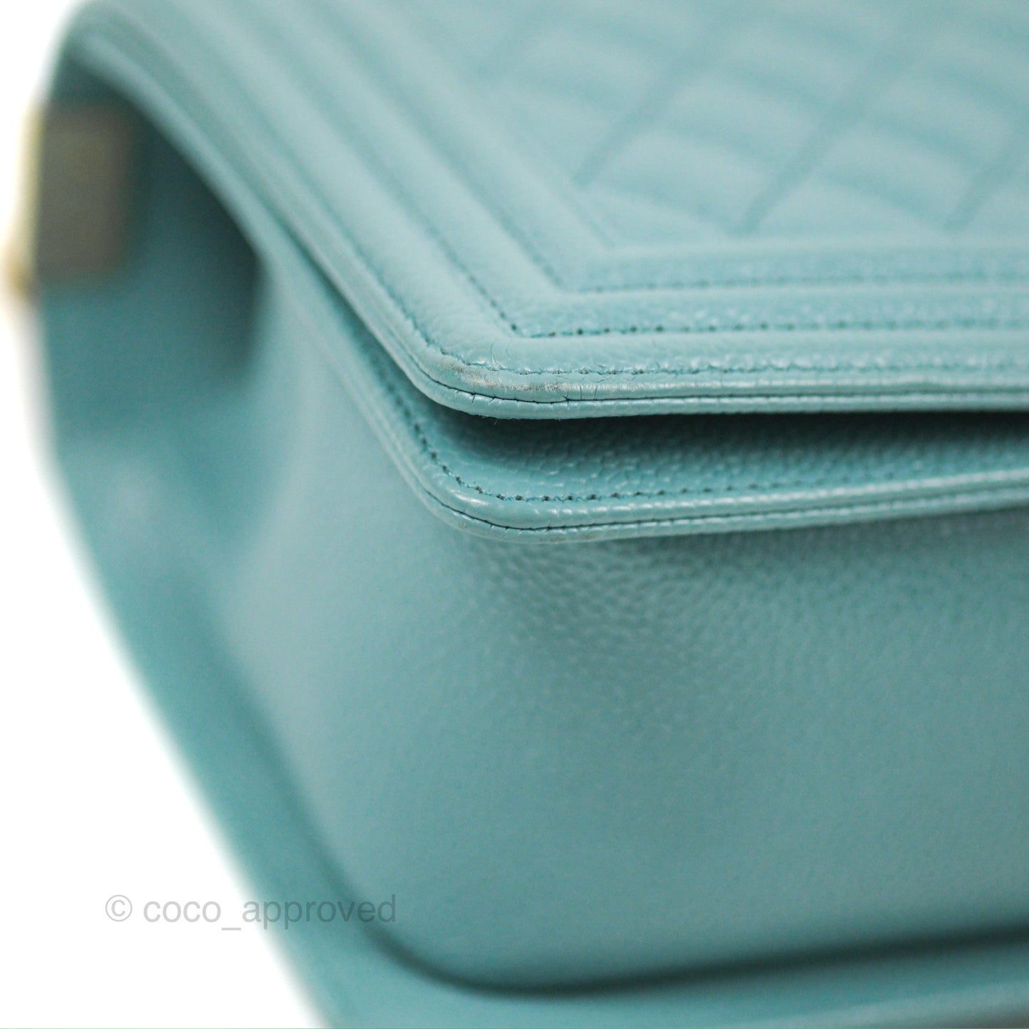 Chanel Quilted Medium Boy Tiffany Blue Caviar Gold Hardware