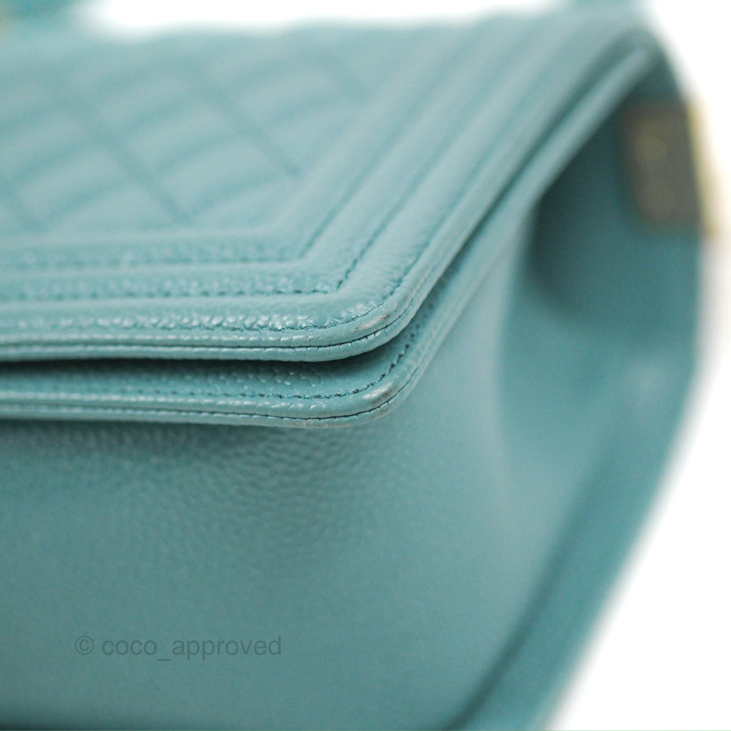 Chanel Quilted Medium Boy Tiffany Blue Caviar Gold Hardware