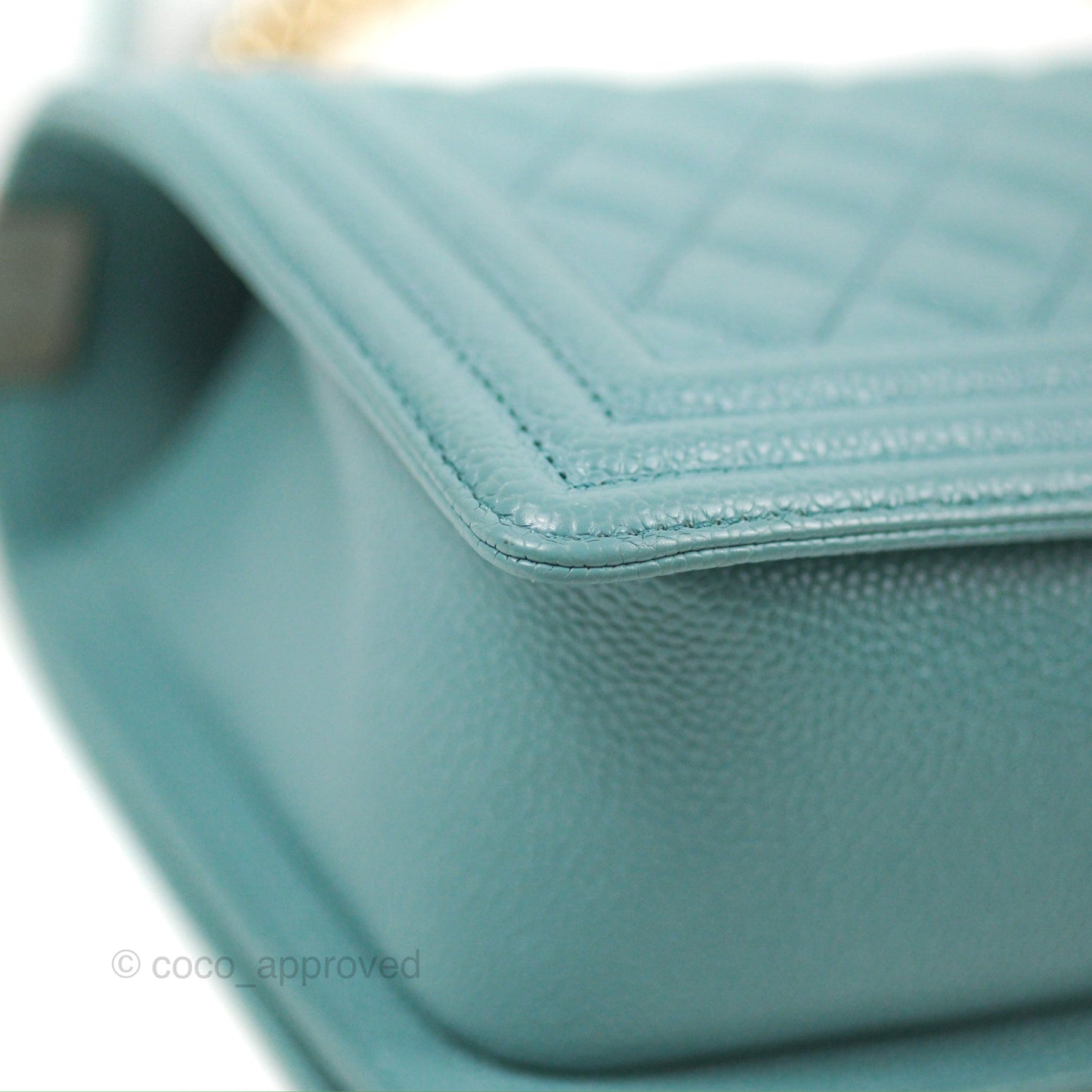 Chanel Quilted Medium Boy Tiffany Blue Caviar Gold Hardware