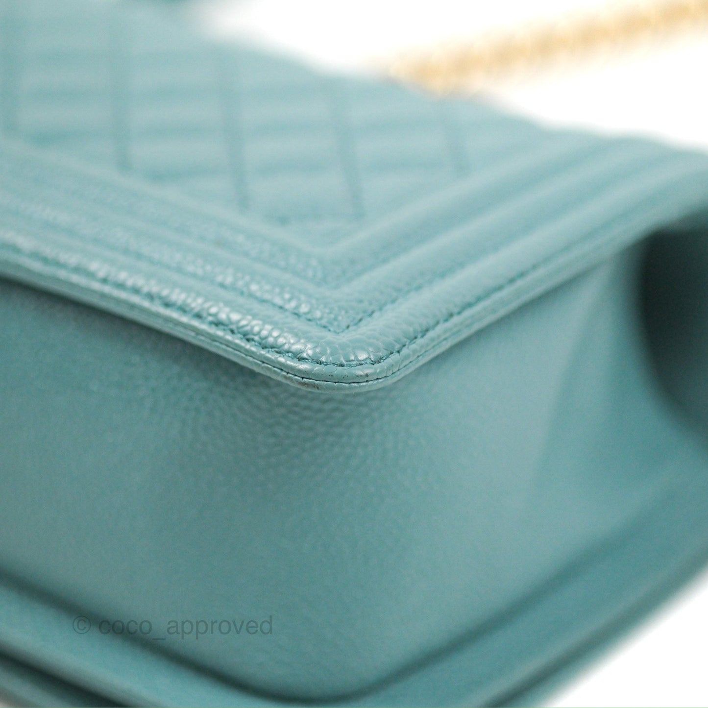 Chanel Quilted Medium Boy Tiffany Blue Caviar Gold Hardware
