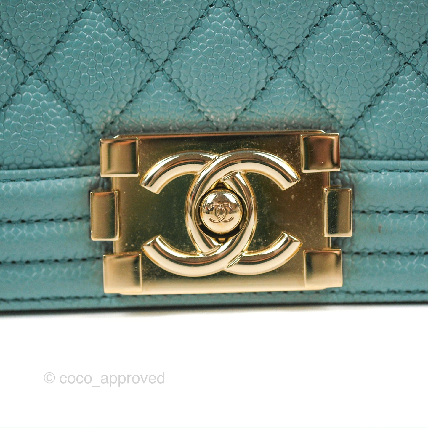 Chanel Quilted Medium Boy Tiffany Blue Caviar Gold Hardware