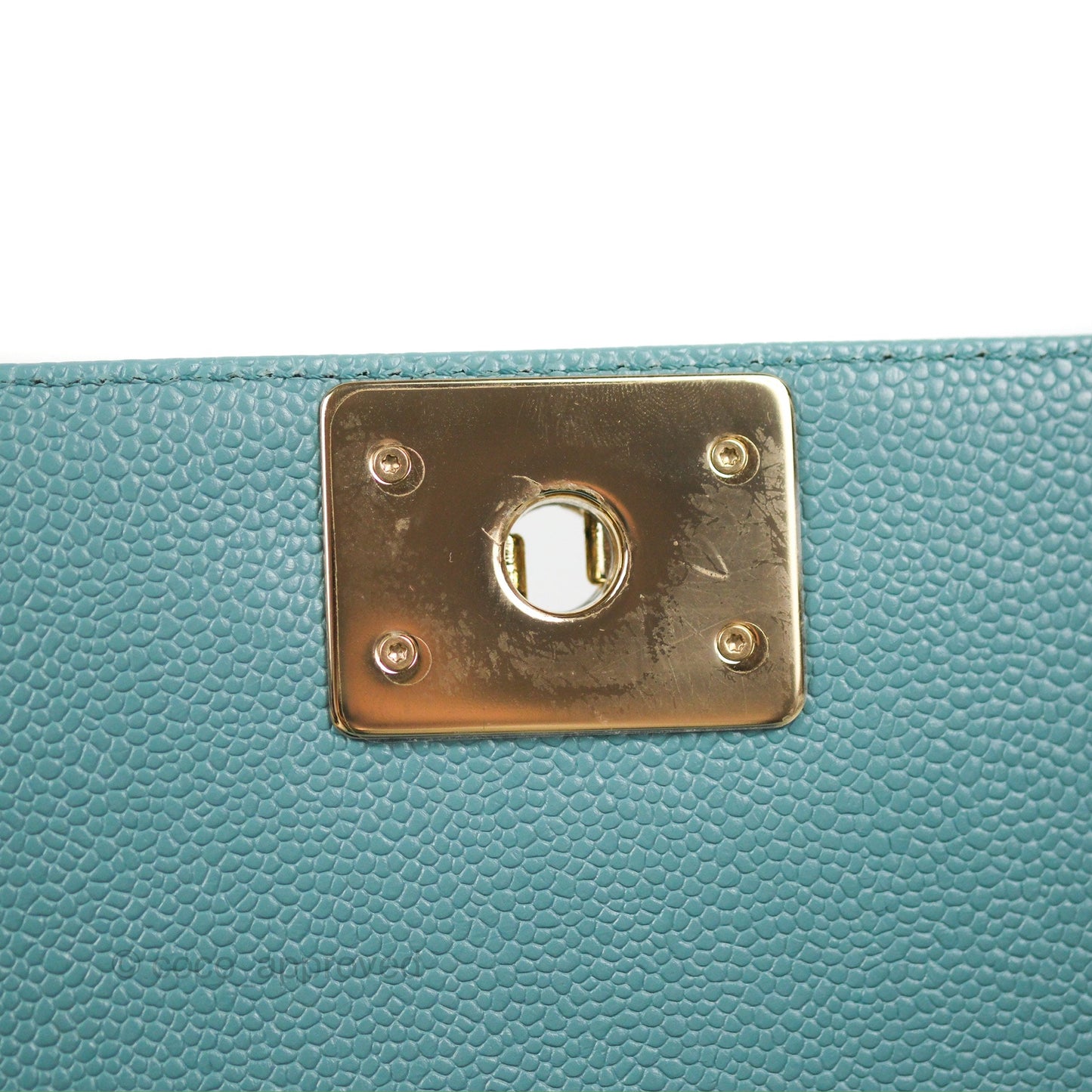 Chanel Quilted Medium Boy Tiffany Blue Caviar Gold Hardware