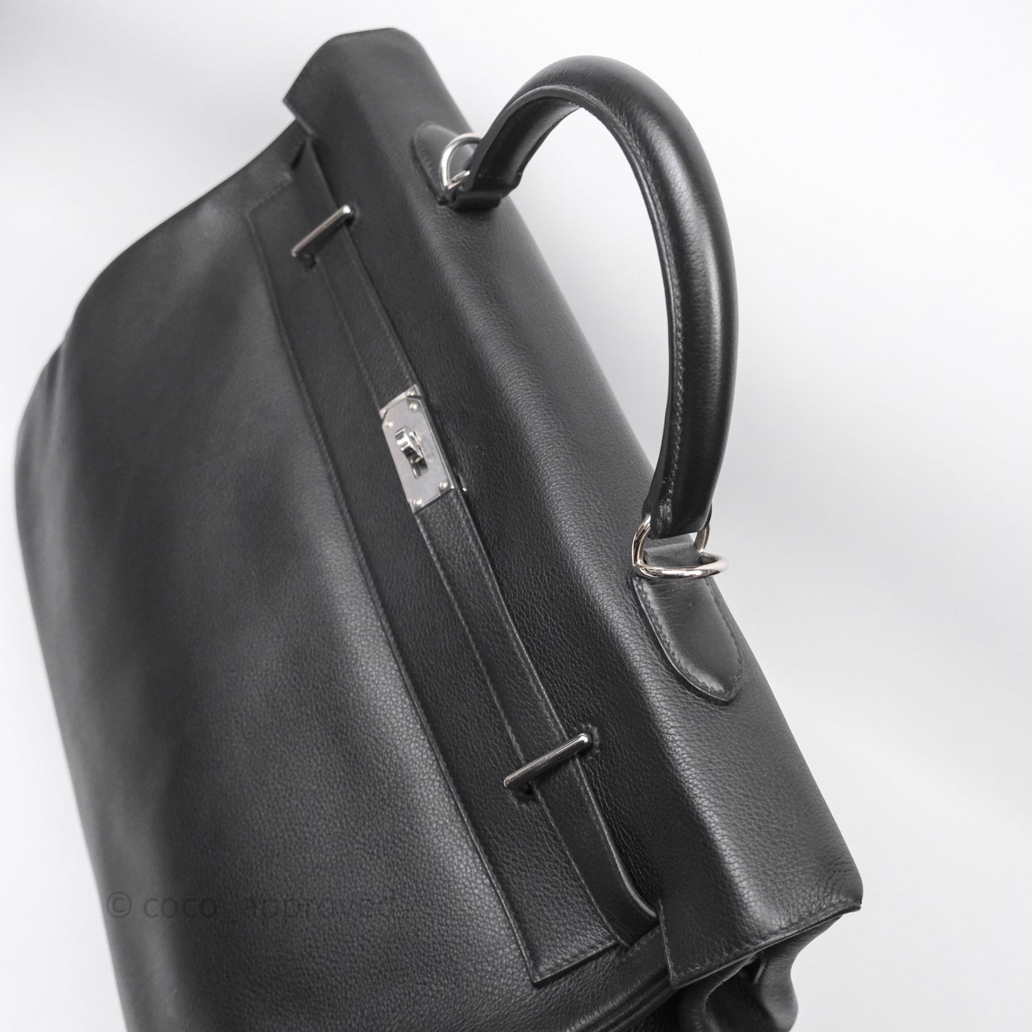 Hermès Kelly Voyage 50 Noir 89 Novillo Palladium Hardware