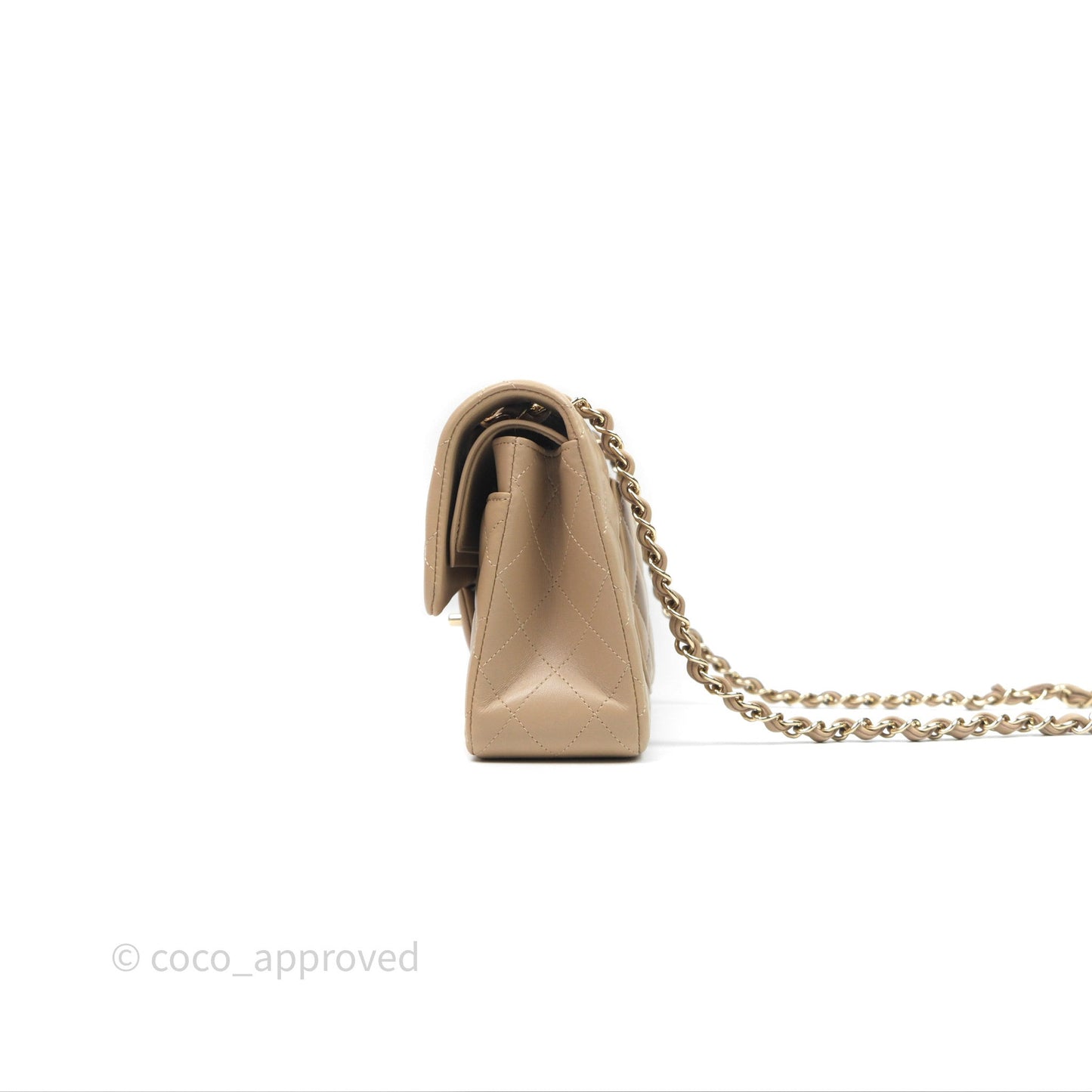 Chanel Small Quilted Classic Flap Beige Lambskin Gold Hardware
