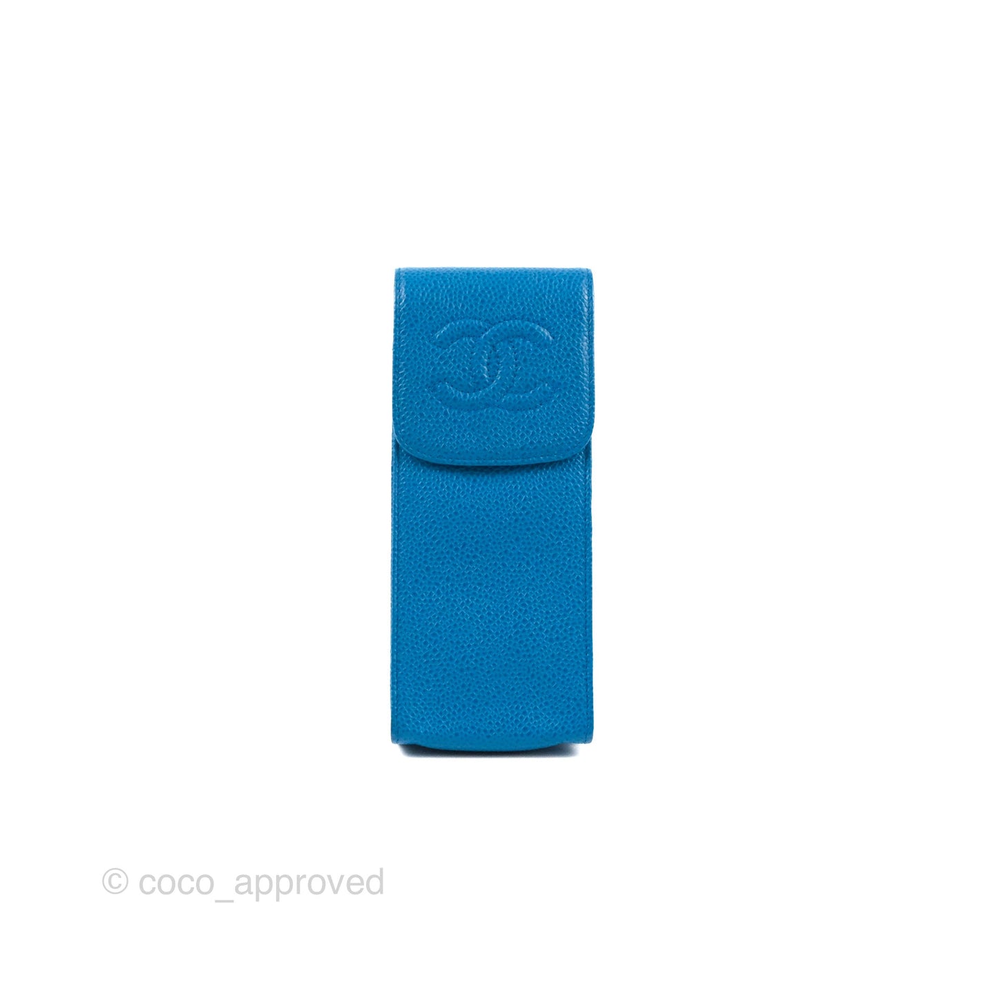 Chanel Vintage CC Sunglasses Case Pouch Blue Caviar