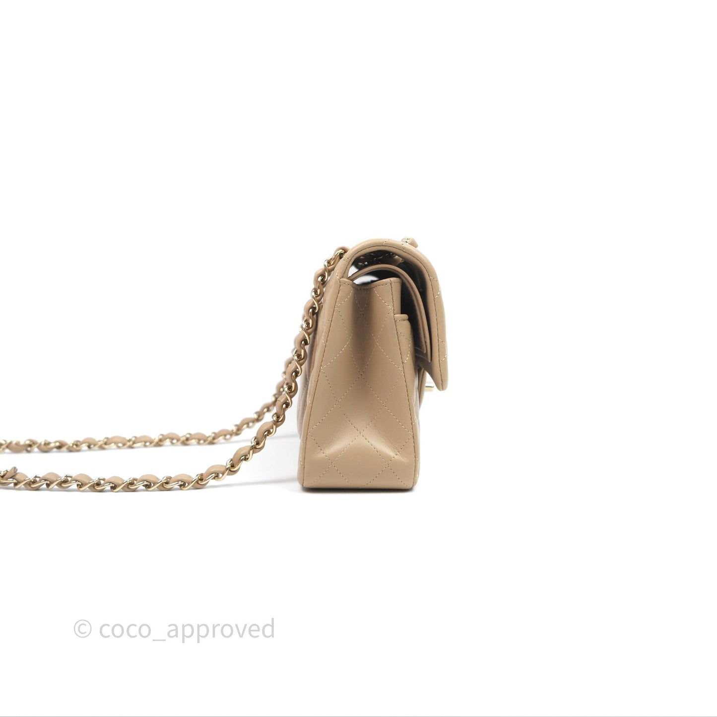 Chanel Small Quilted Classic Flap Beige Lambskin Gold Hardware