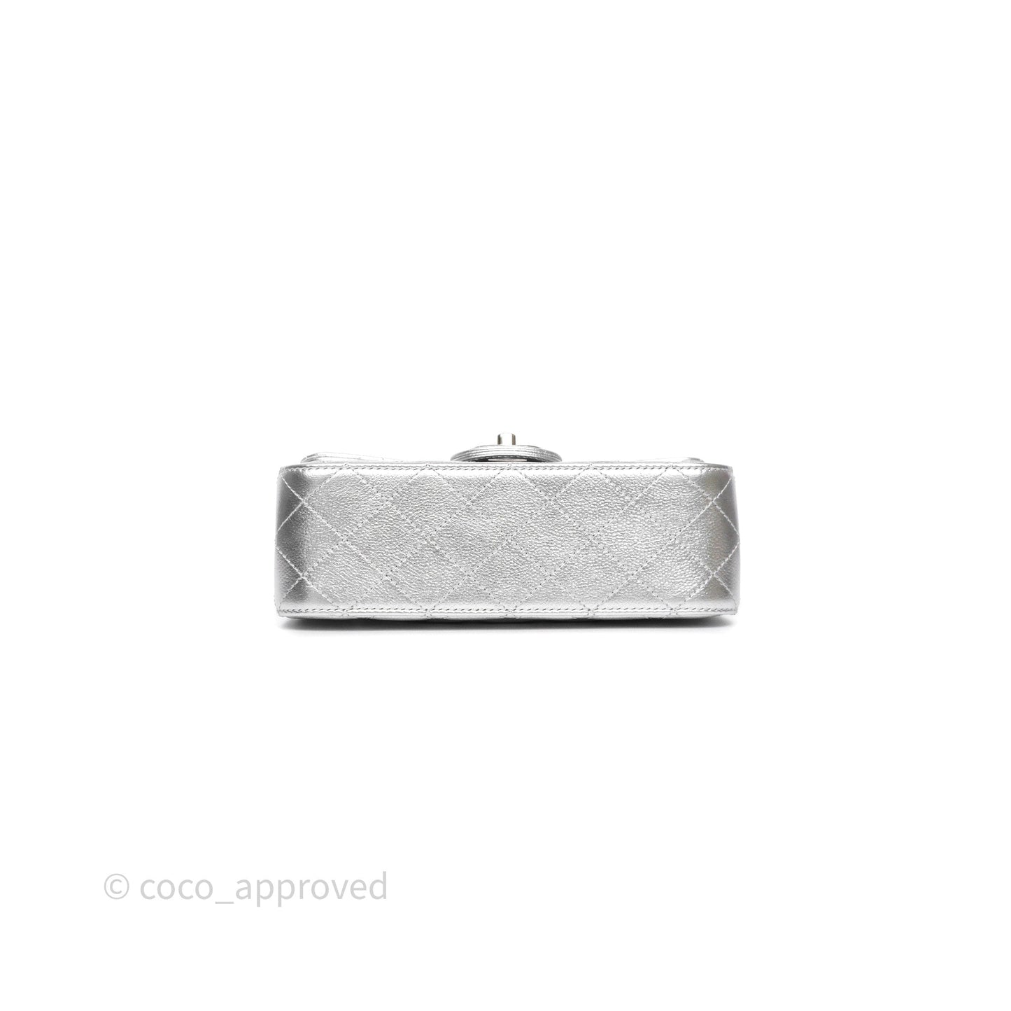 Chanel Quilted Mini Rectangular With Enamel CC Adjustable Chain Metallic Silver Caviar