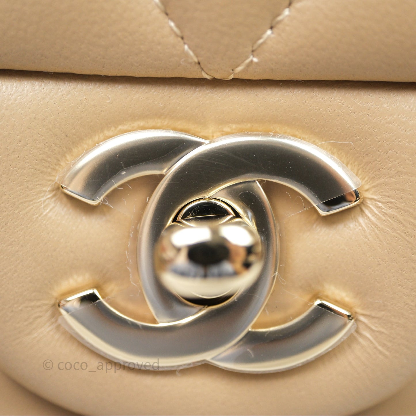 Chanel Small Quilted Classic Flap Beige Lambskin Gold Hardware