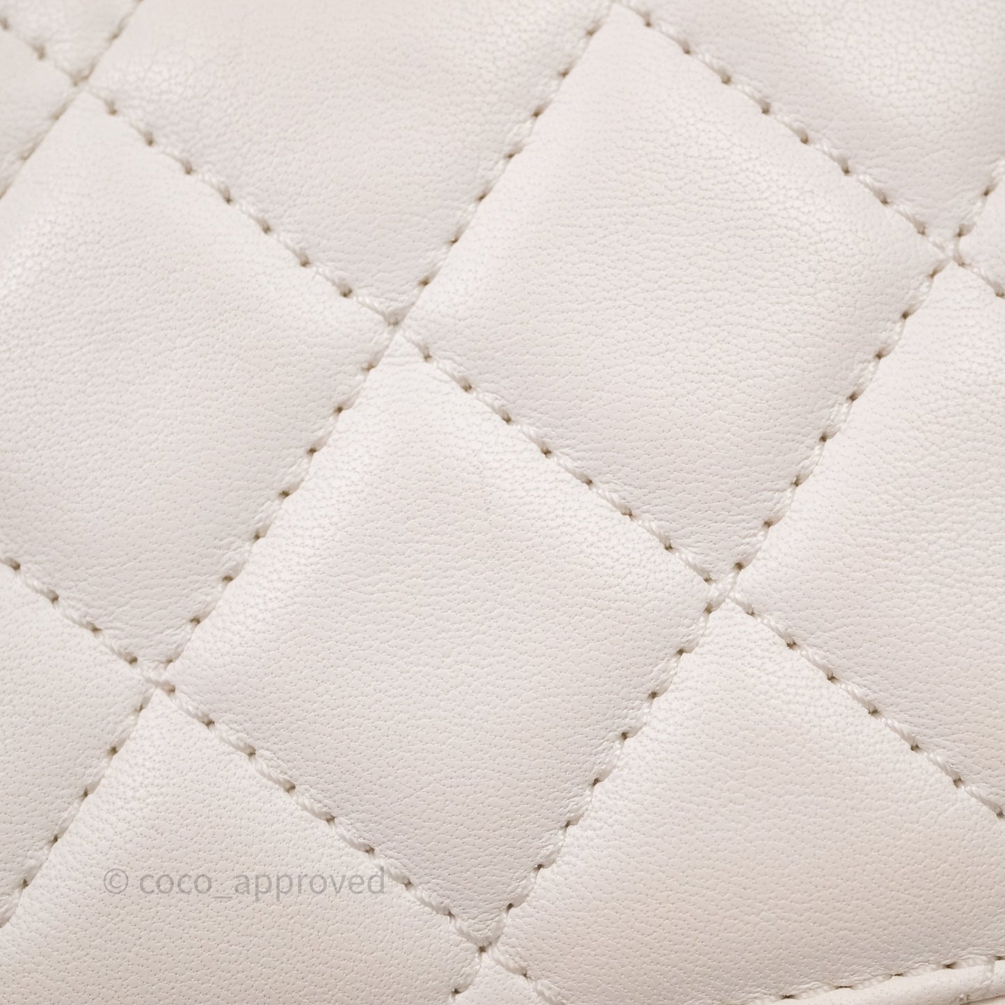 Chanel Mini Square Pearl Crush Quilted White Lambskin Aged Gold Hardware