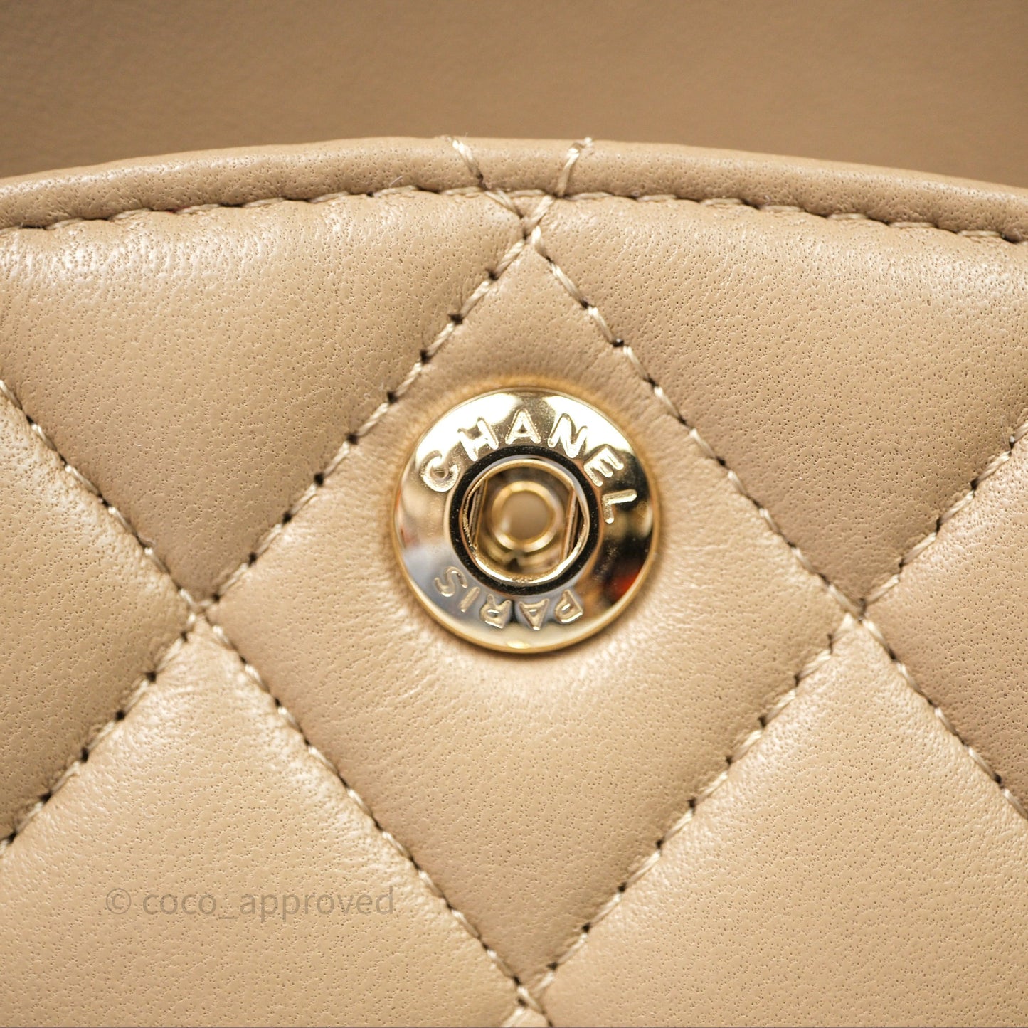 Chanel Small Quilted Classic Flap Beige Lambskin Gold Hardware