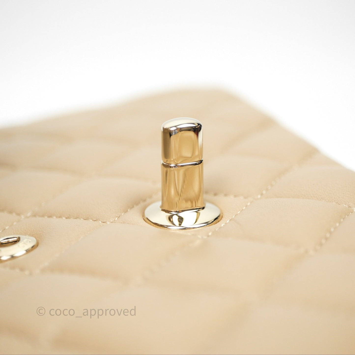 Chanel Small Quilted Classic Flap Beige Lambskin Gold Hardware