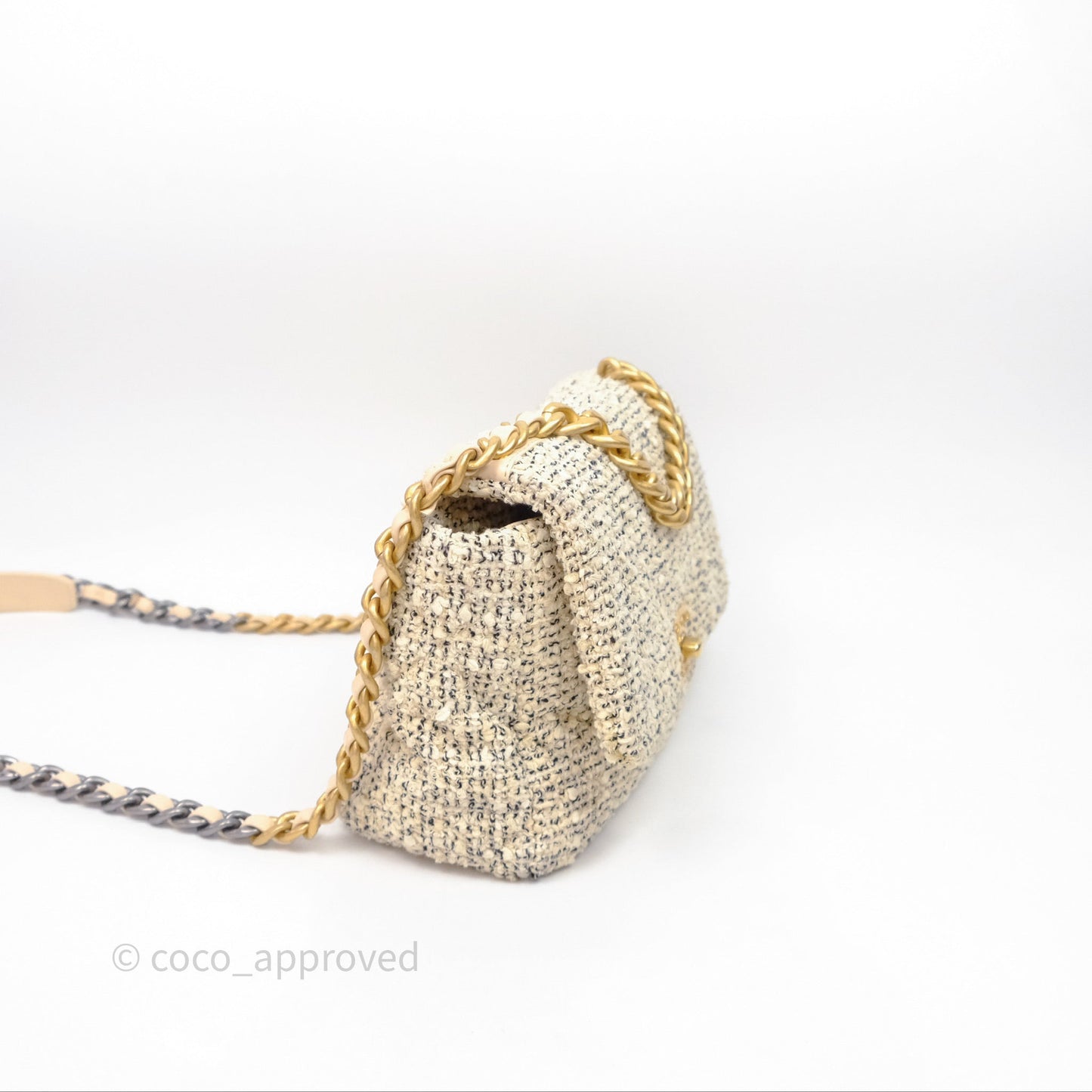 Chanel 19 Small Tweed Oreo Cream Mixed Hardware