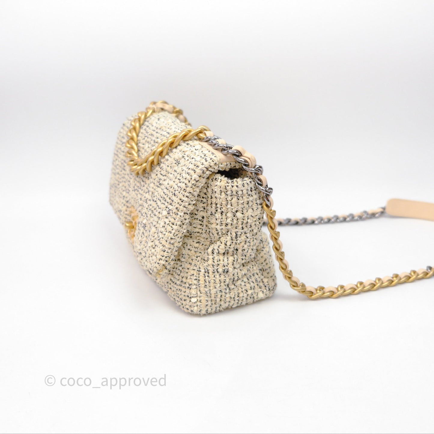 Chanel 19 Small Tweed Oreo Cream Mixed Hardware
