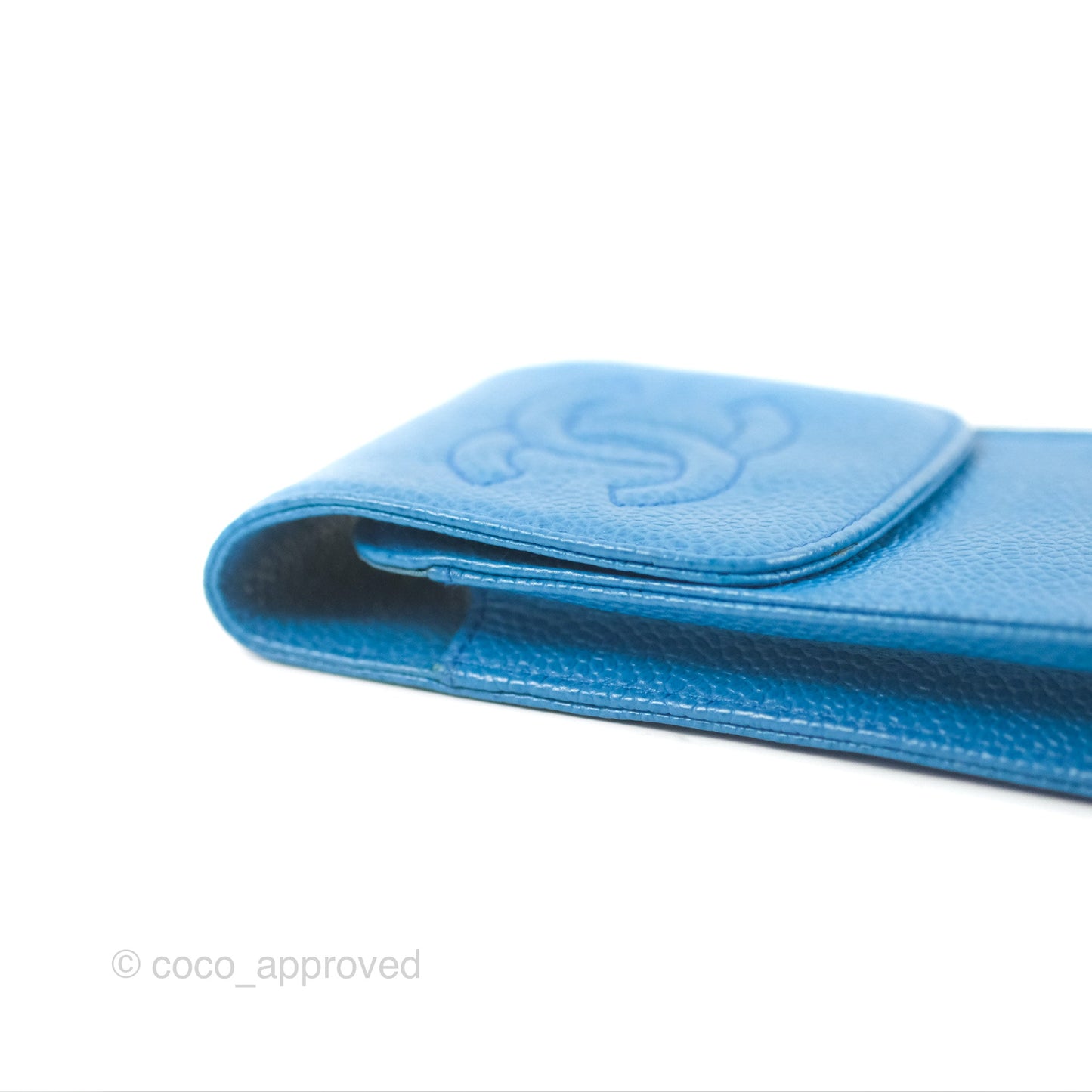 Chanel Vintage CC Sunglasses Case Pouch Blue Caviar