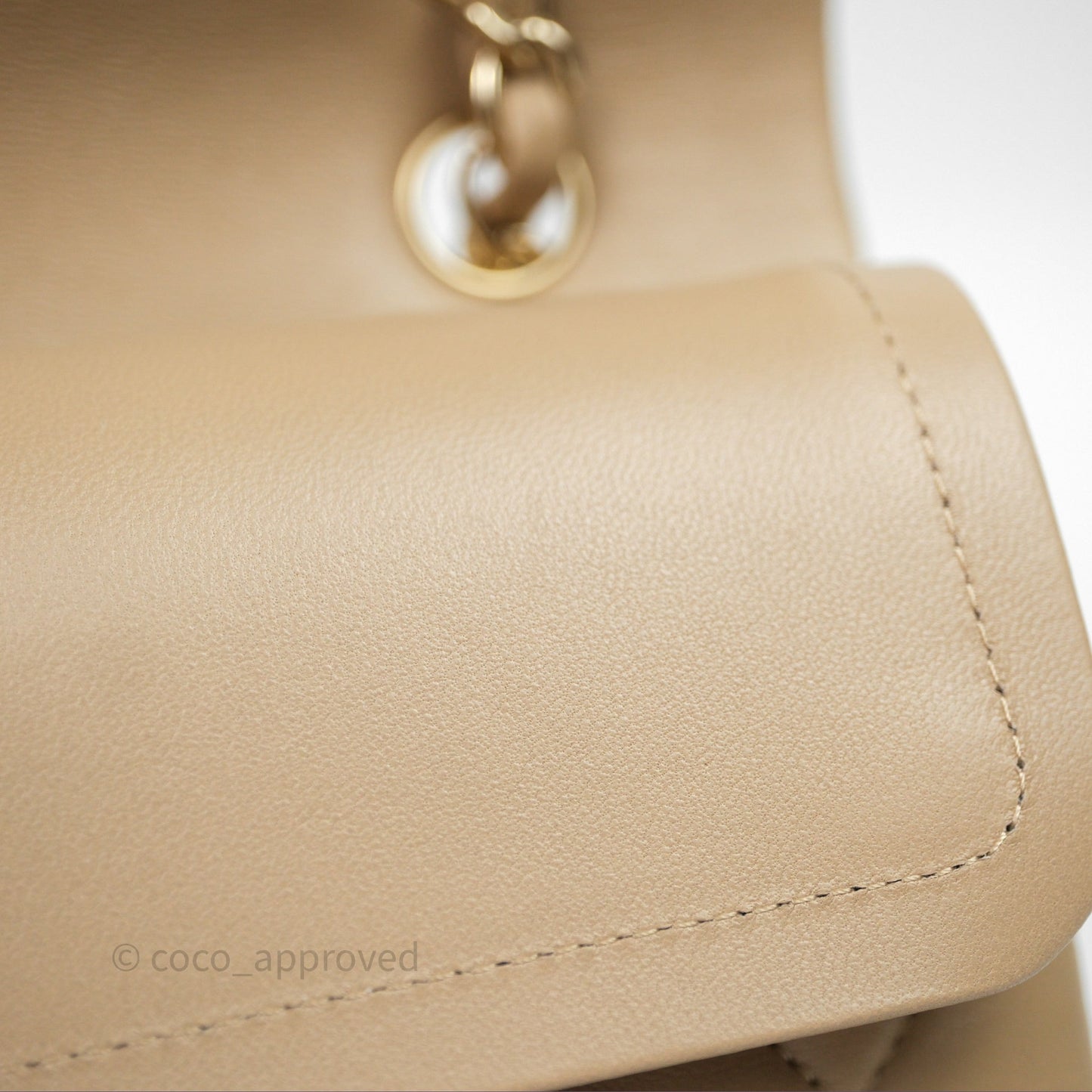 Chanel Small Quilted Classic Flap Beige Lambskin Gold Hardware