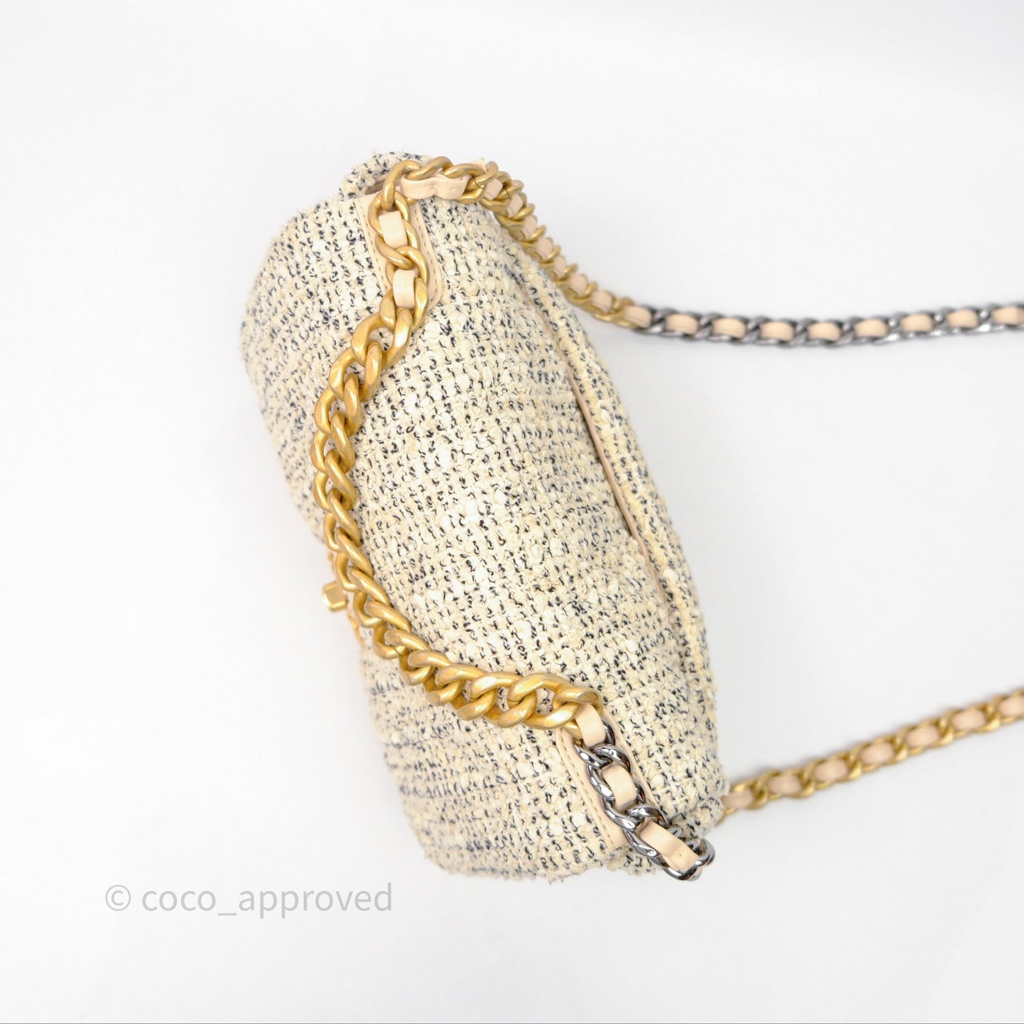 Chanel 19 Small Tweed Oreo Cream Mixed Hardware