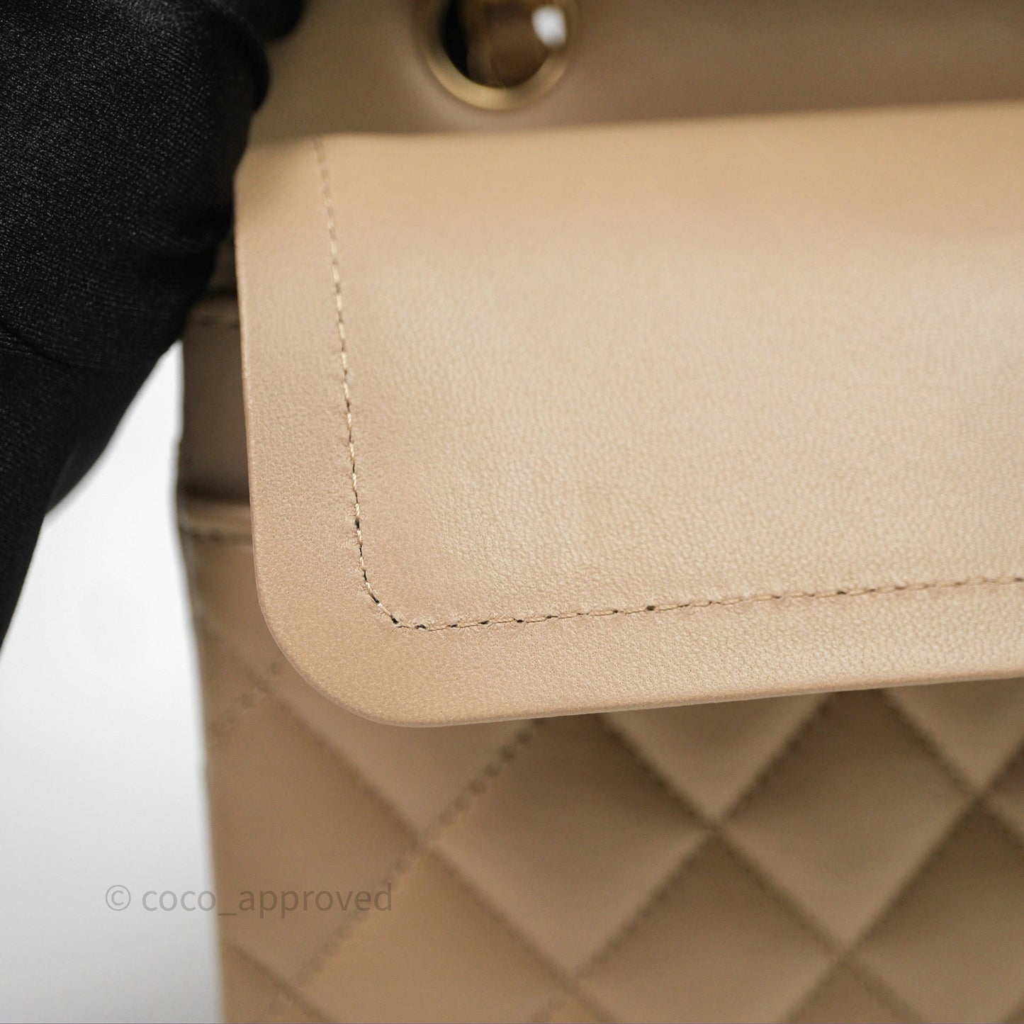 Chanel Small Quilted Classic Flap Beige Lambskin Gold Hardware