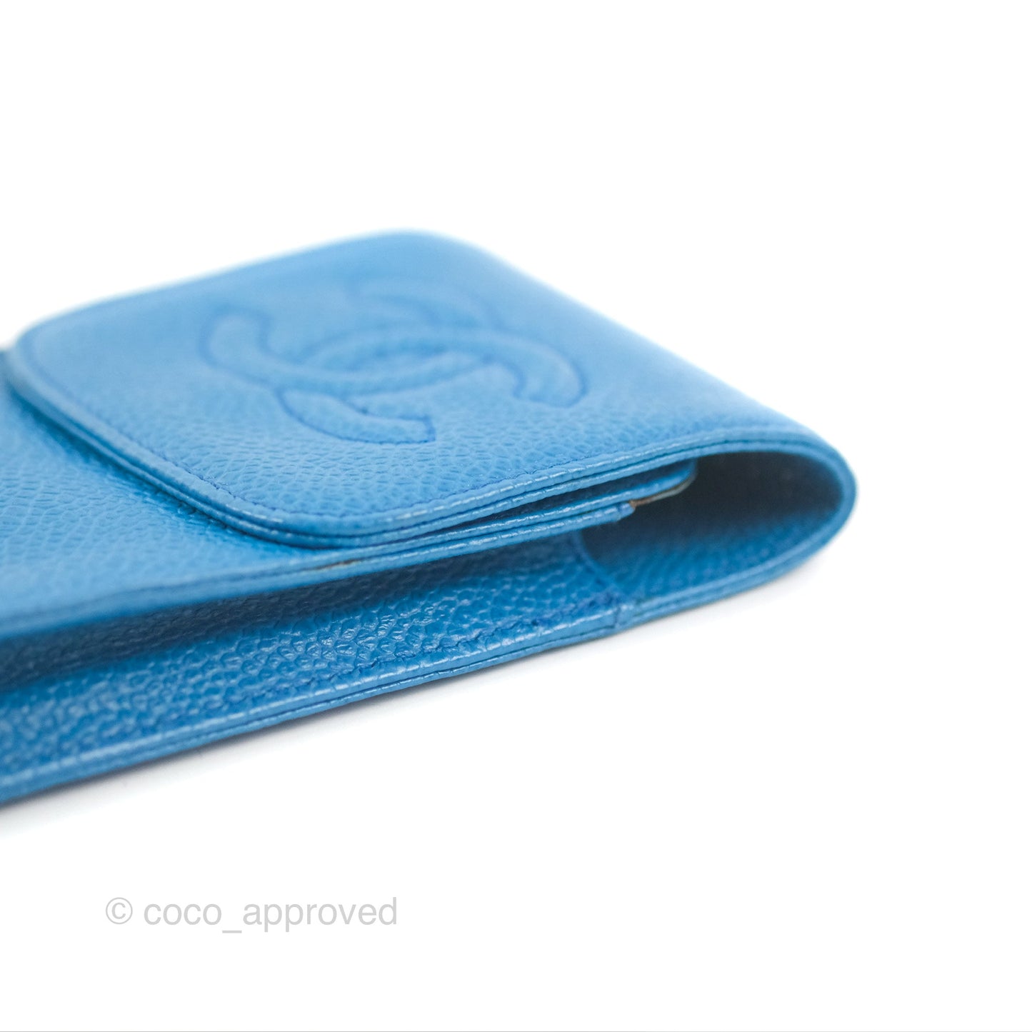 Chanel Vintage CC Sunglasses Case Pouch Blue Caviar