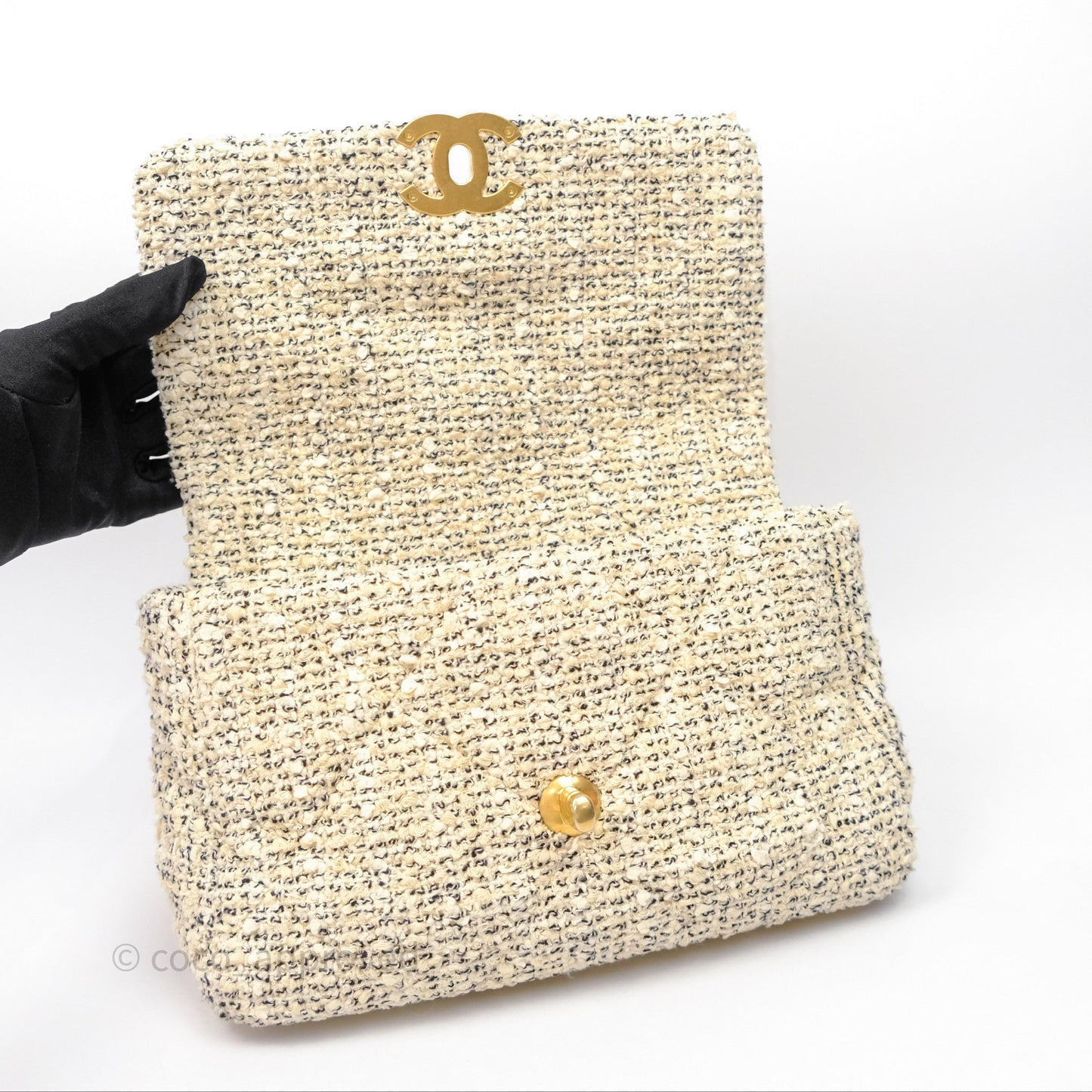 Chanel 19 Small Tweed Oreo Cream Mixed Hardware