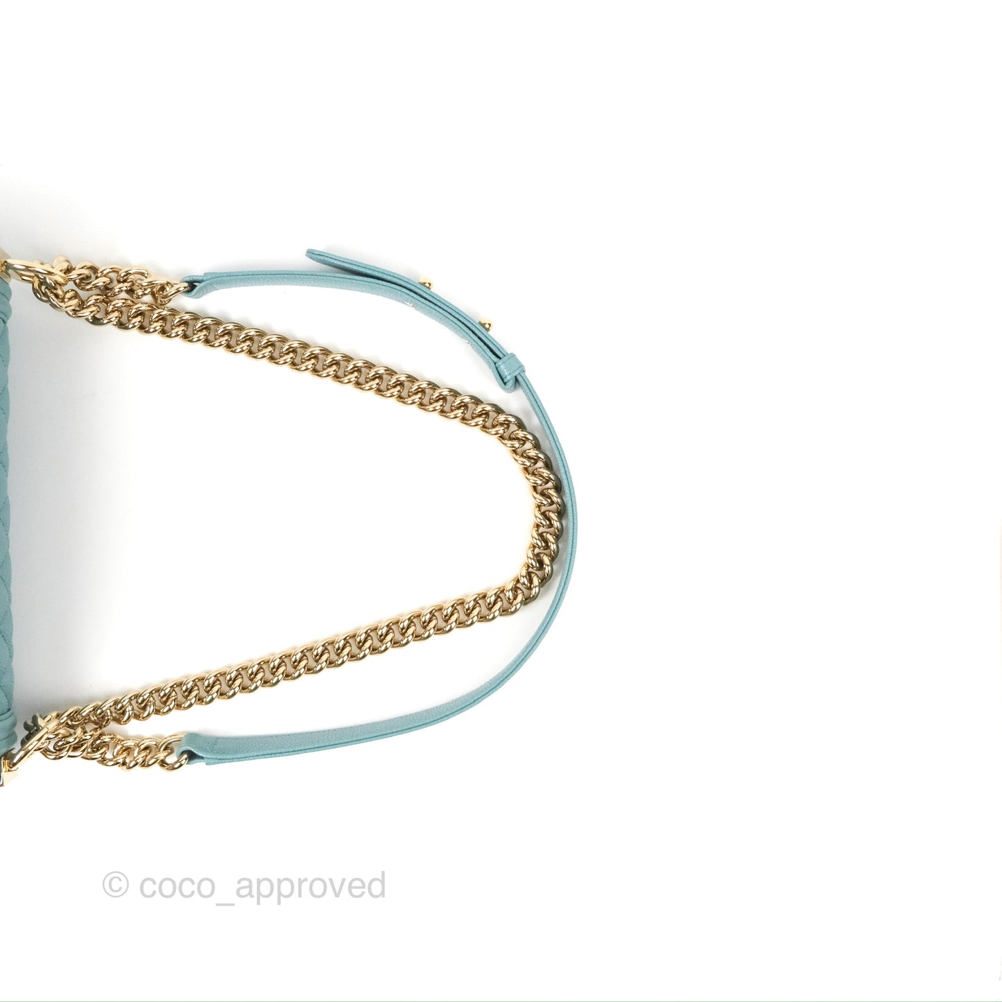 Chanel Quilted Medium Boy Tiffany Blue Caviar Gold Hardware