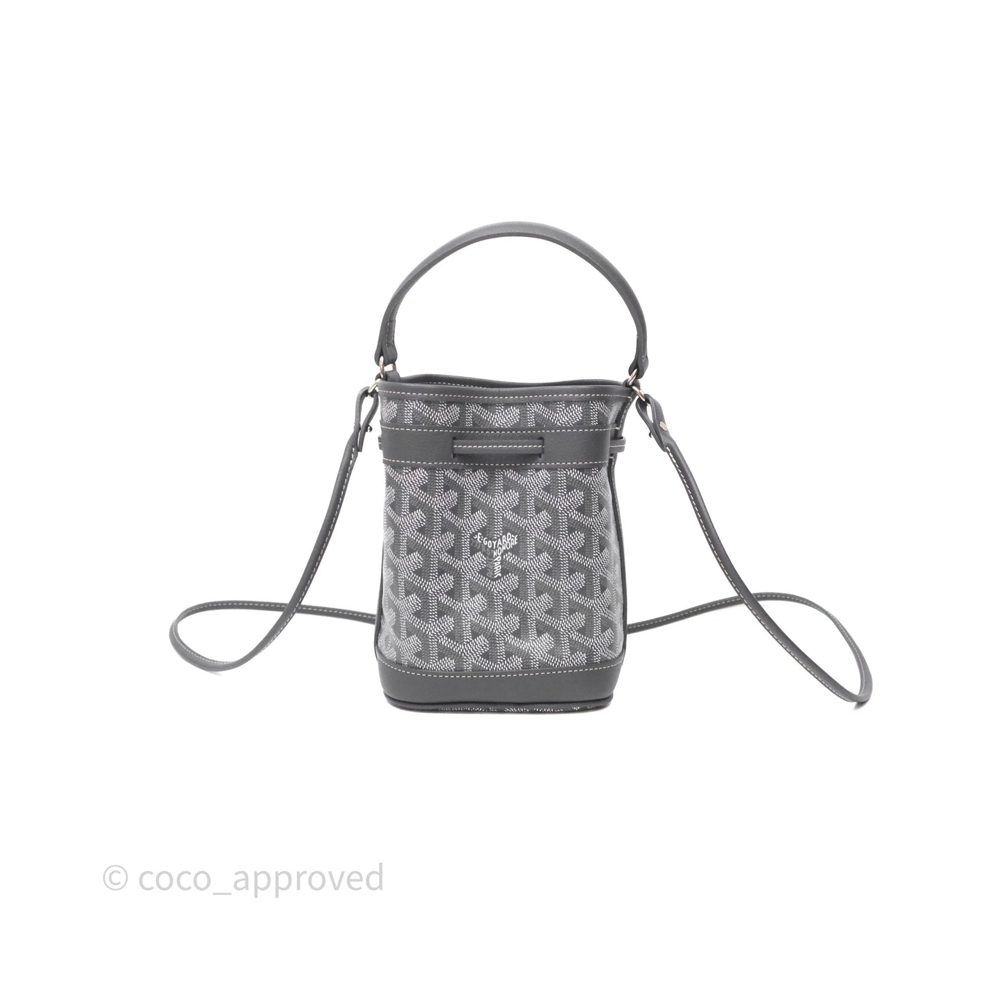 Goyard Petit Flot Mini Bucket Bag Grey Goyardine Canvas