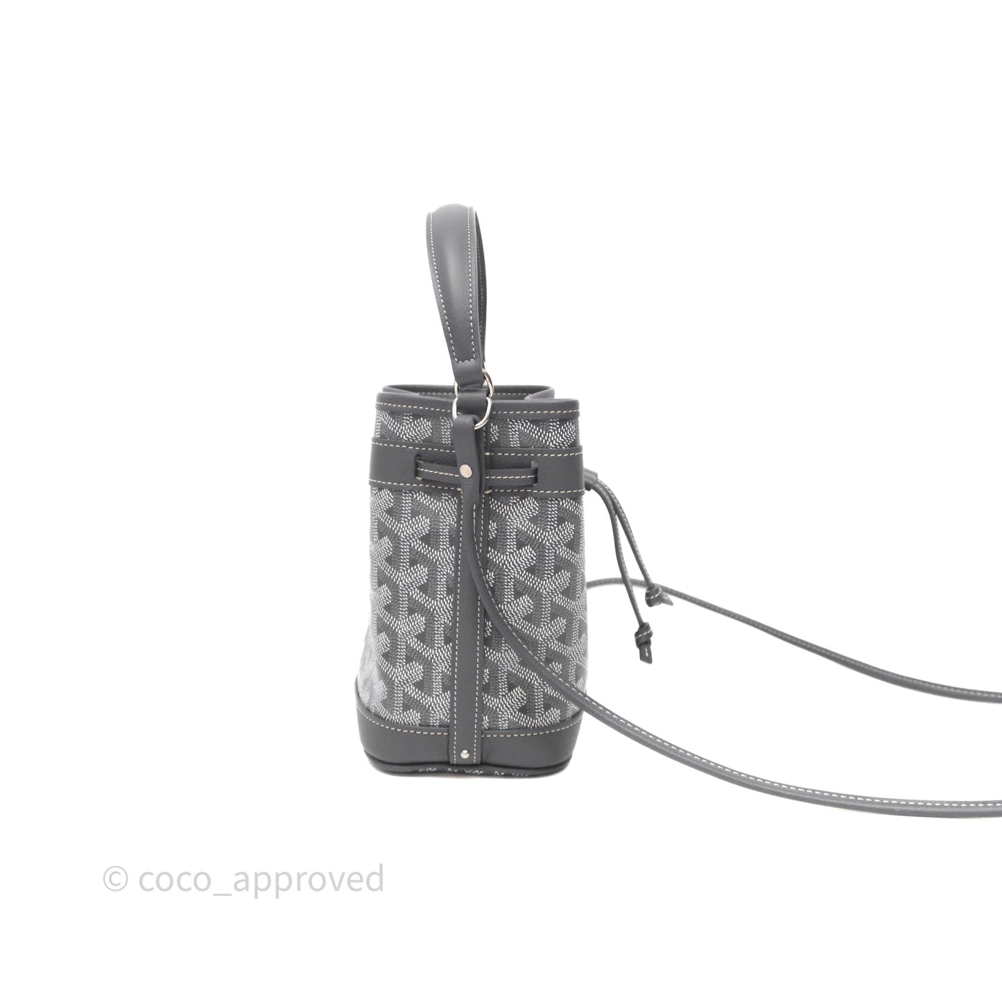 Goyard Petit Flot Mini Bucket Bag Grey Goyardine Canvas