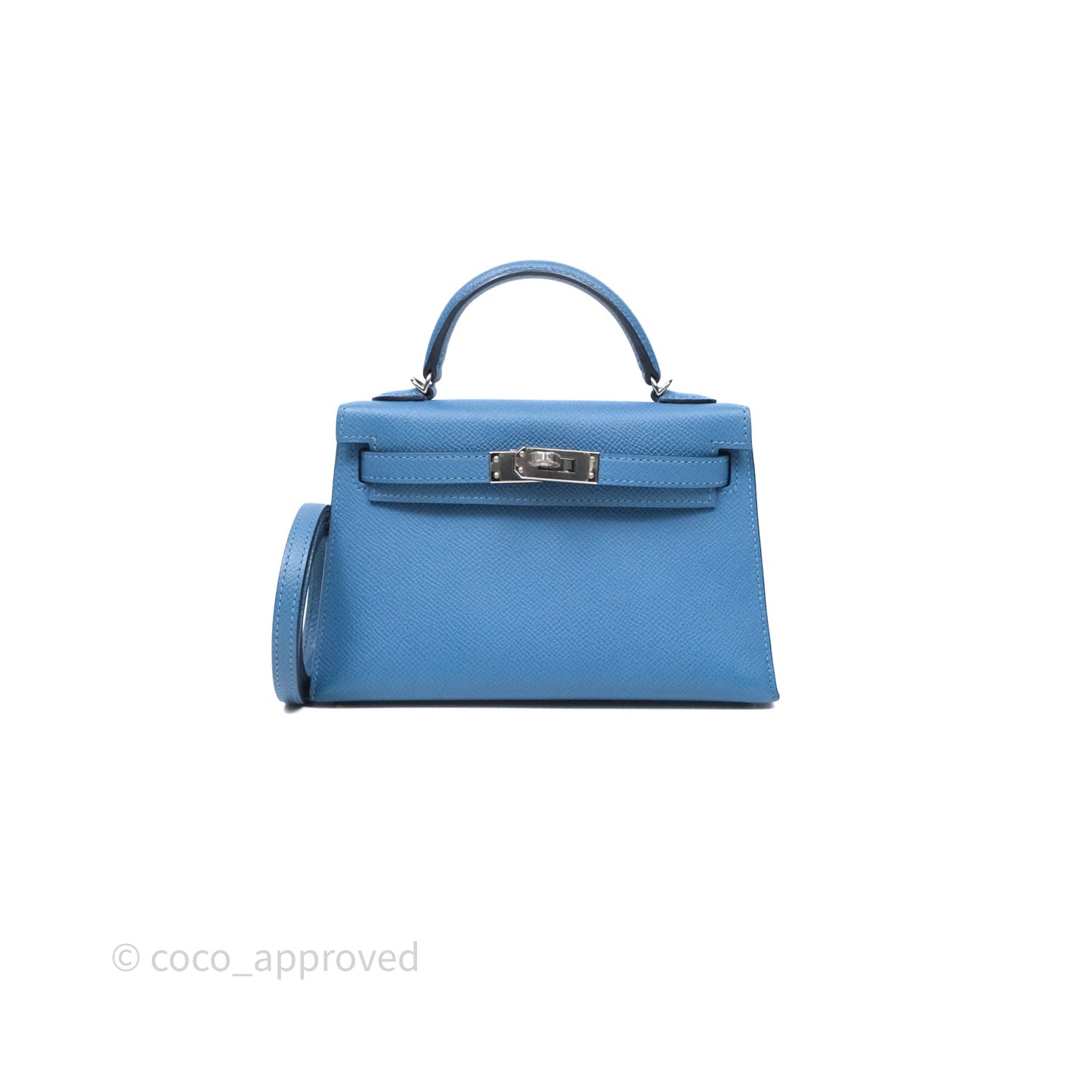 Hermès Mini Kelly Bleu Azur 7R Epsom Palladium Hardware