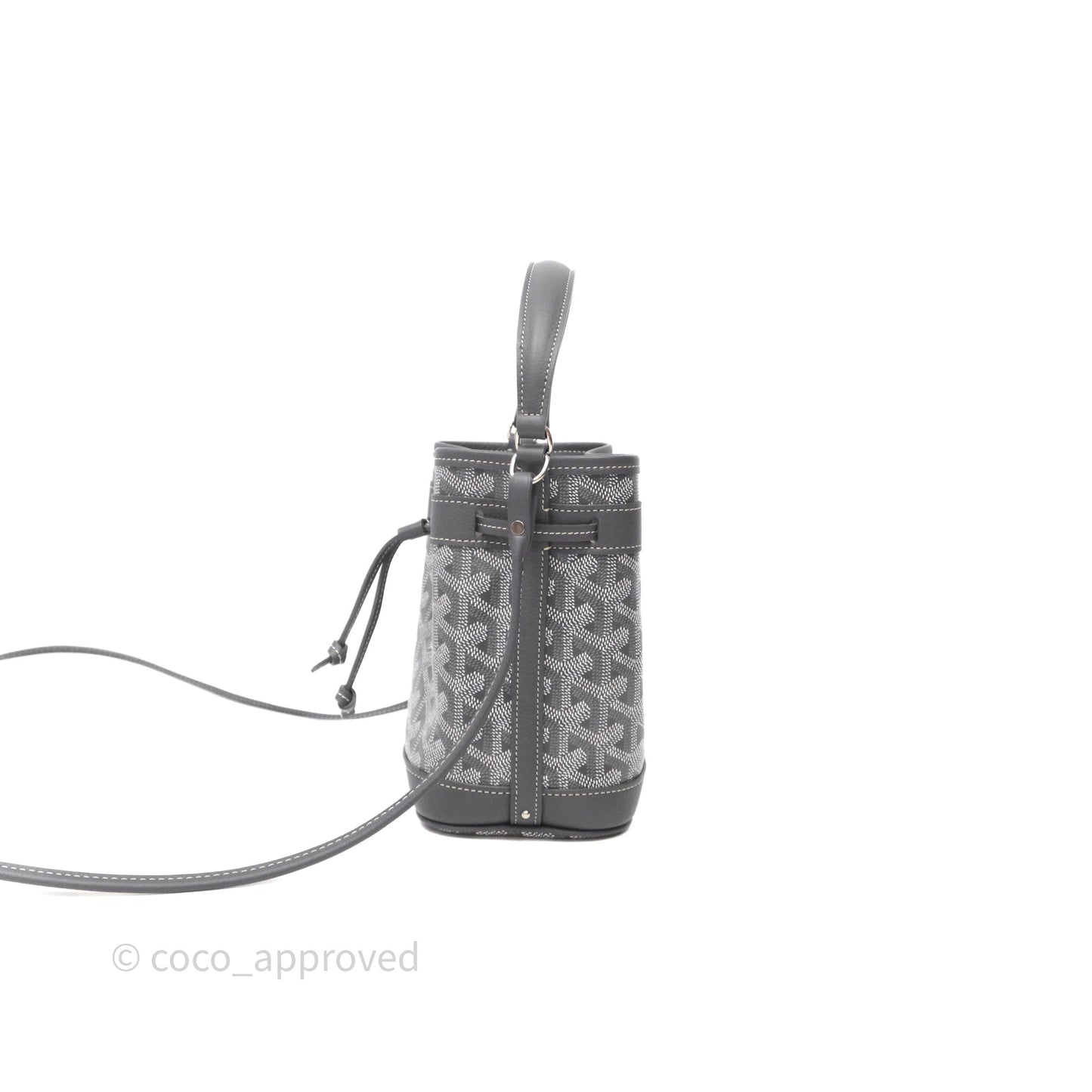 Goyard Petit Flot Mini Bucket Bag Grey Goyardine Canvas