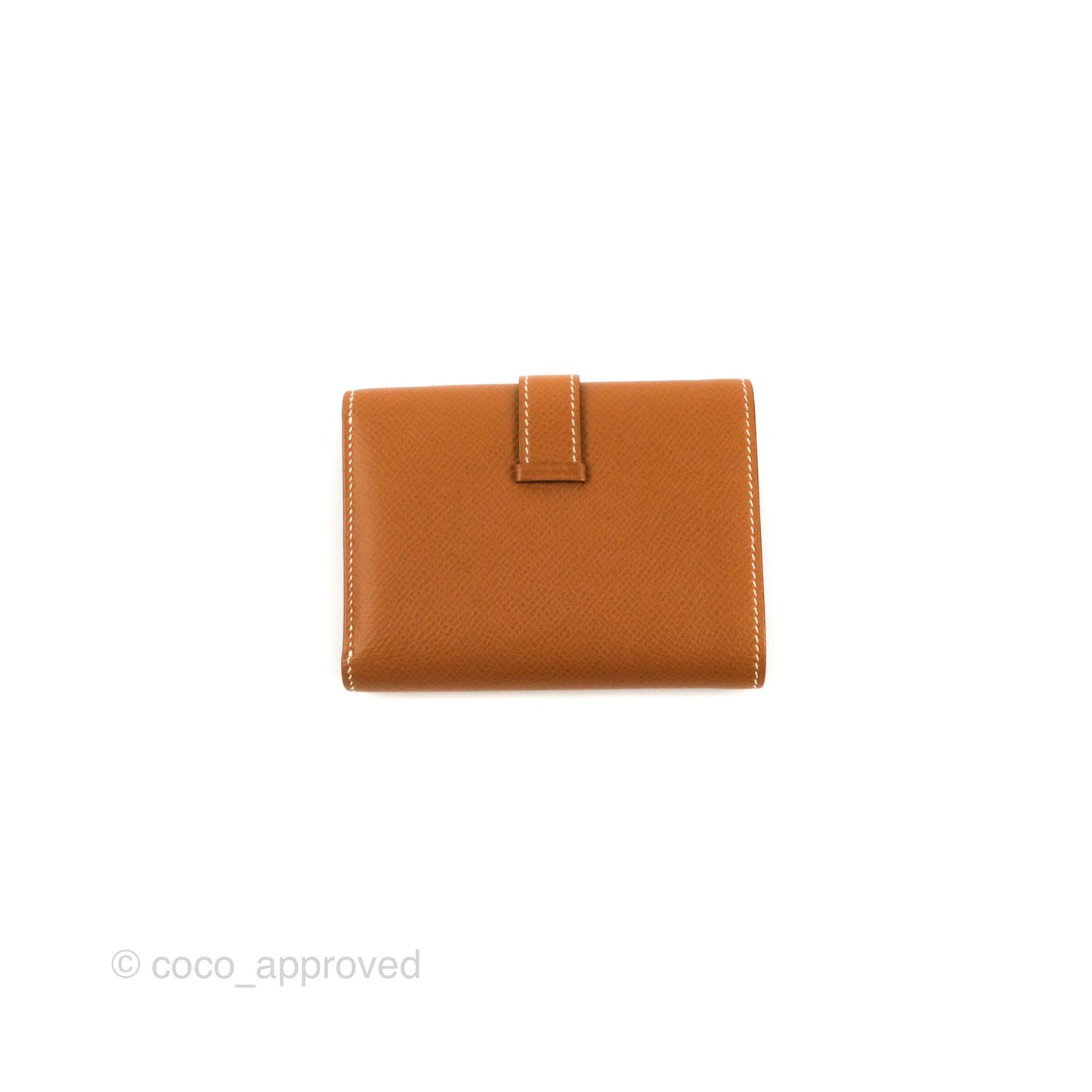 Hermes Bearn Trifold Compact Wallet Gold Epsom Palladium Hardware