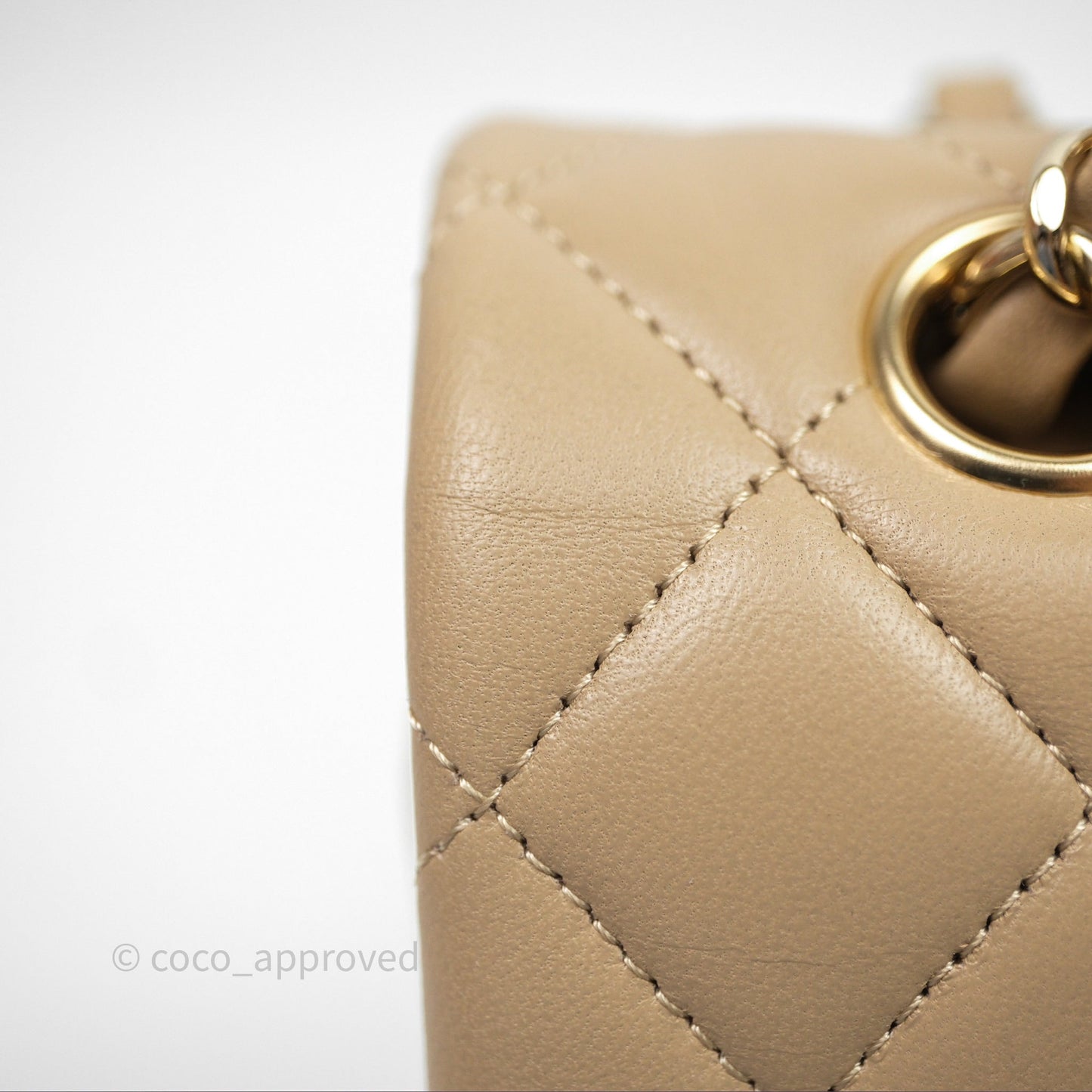 Chanel Small Quilted Classic Flap Beige Lambskin Gold Hardware