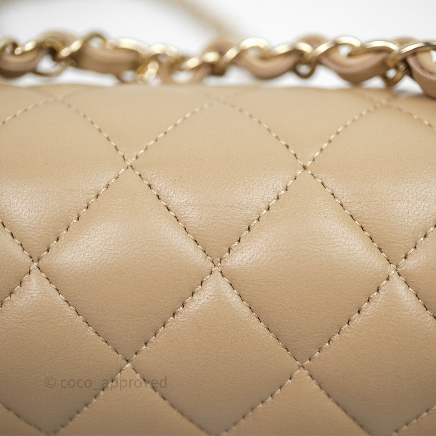 Chanel Small Quilted Classic Flap Beige Lambskin Gold Hardware