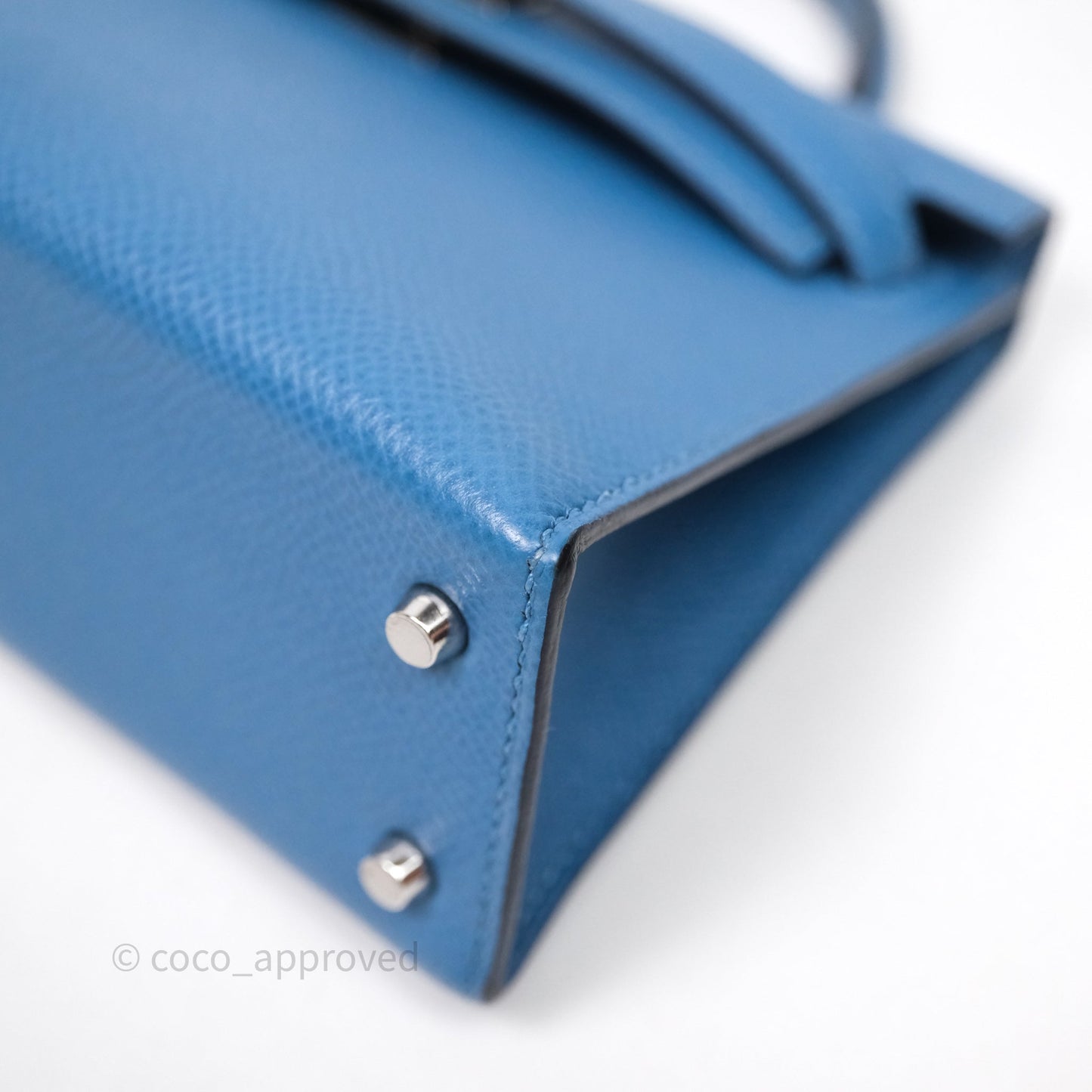 Hermès Mini Kelly Bleu Azur 7R Epsom Palladium Hardware