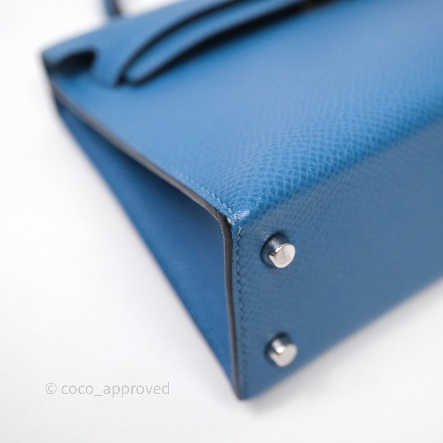 Hermès Mini Kelly Bleu Azur 7R Epsom Palladium Hardware