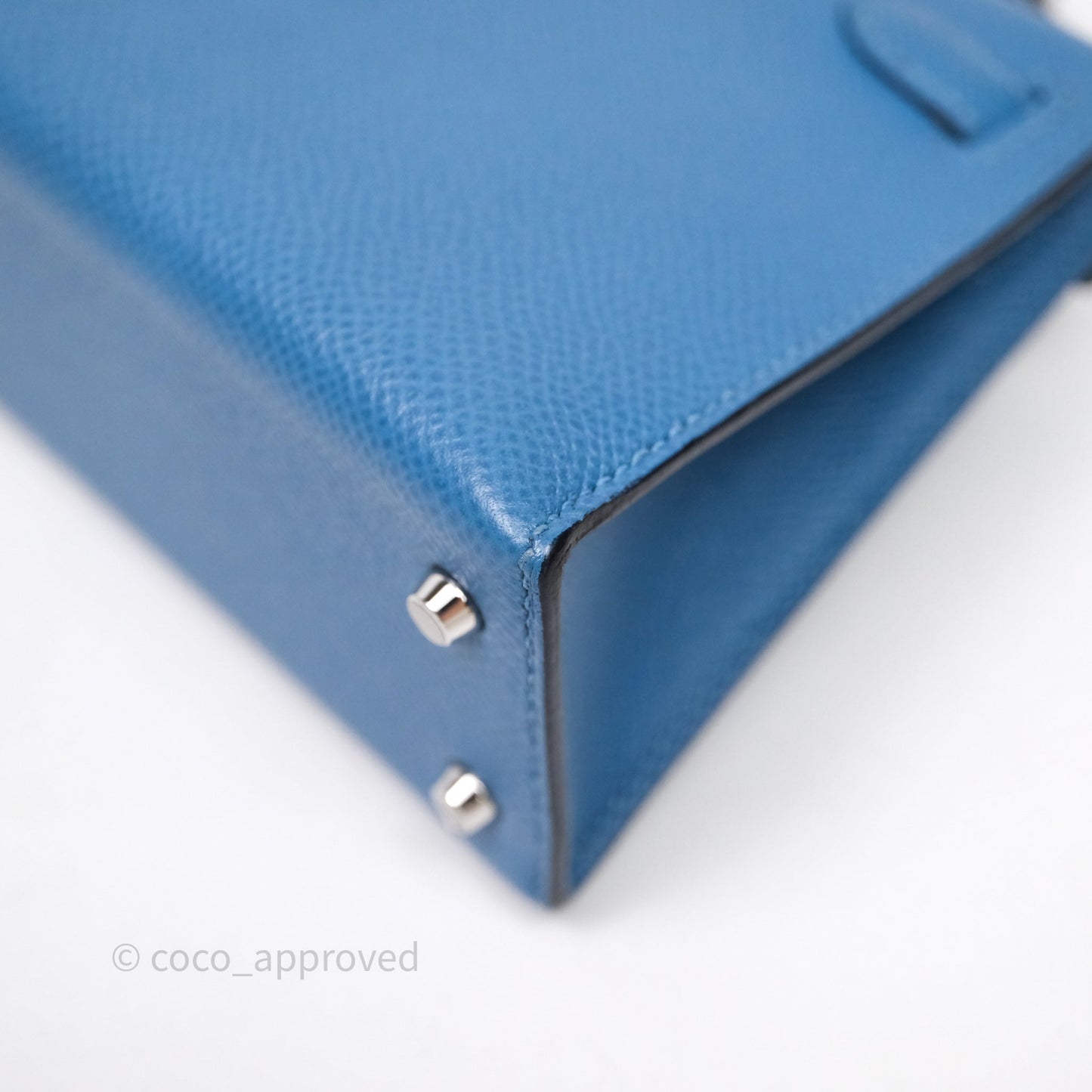 Hermès Mini Kelly Bleu Azur 7R Epsom Palladium Hardware