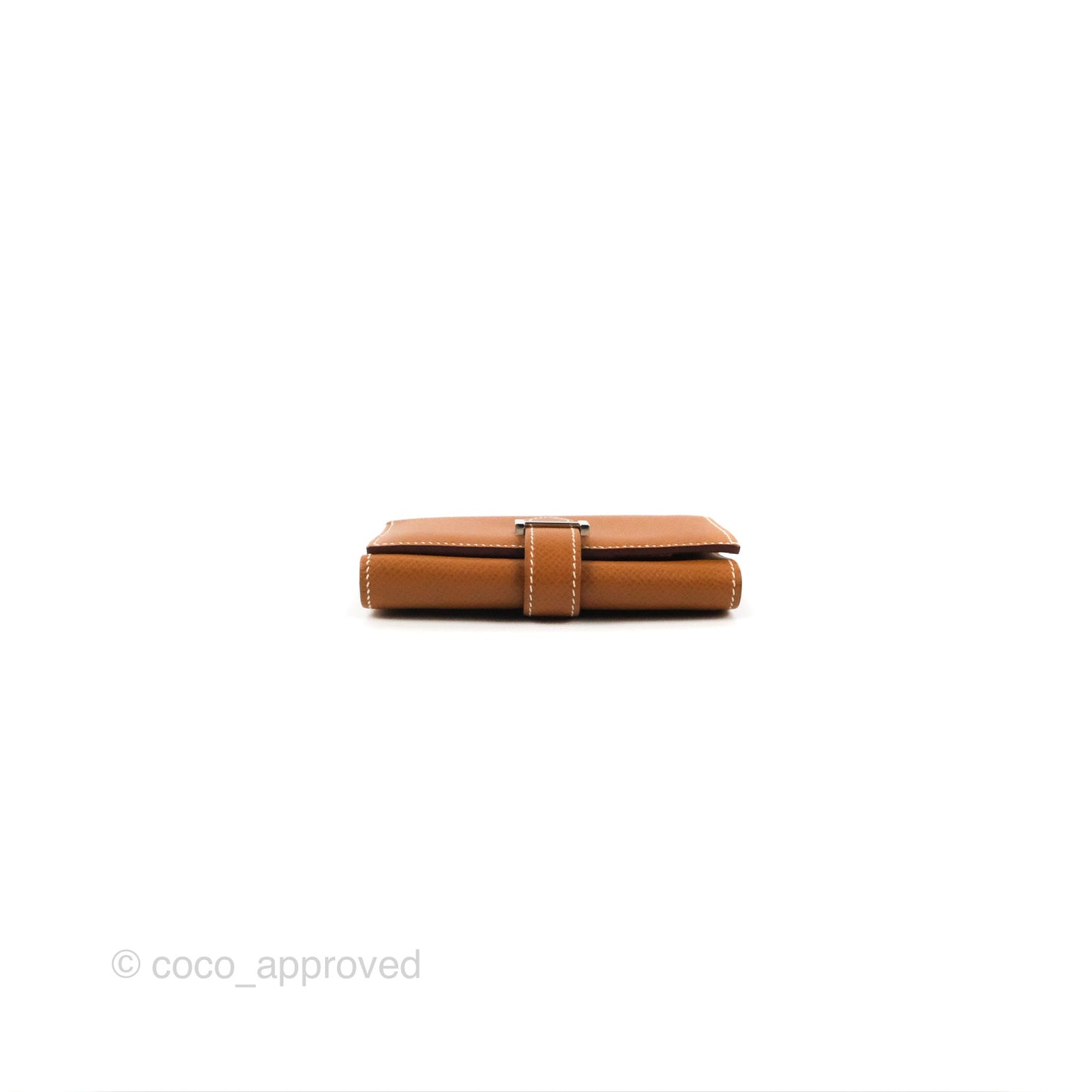 Hermes Bearn Trifold Compact Wallet Gold Epsom Palladium Hardware