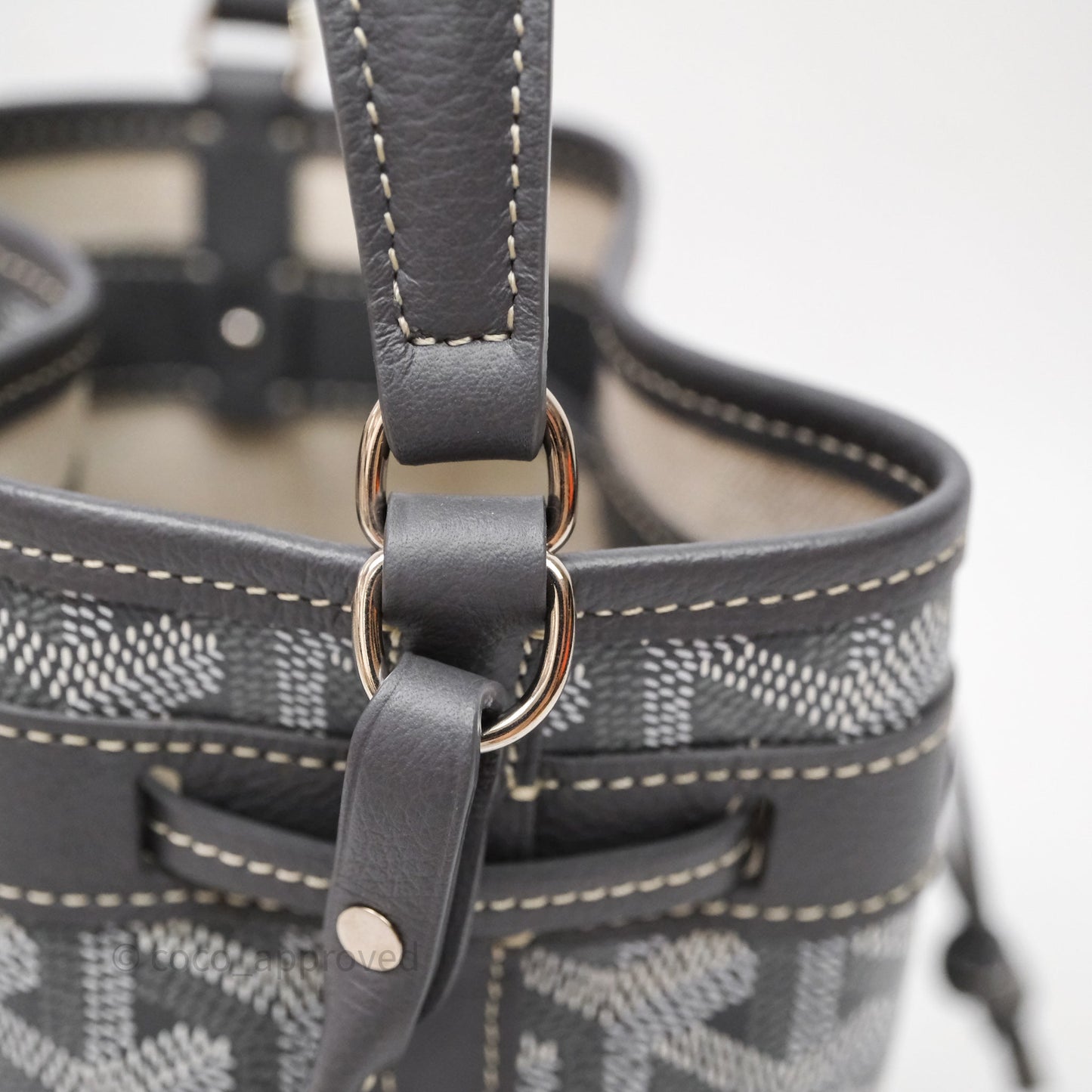 Goyard Petit Flot Mini Bucket Bag Grey Goyardine Canvas