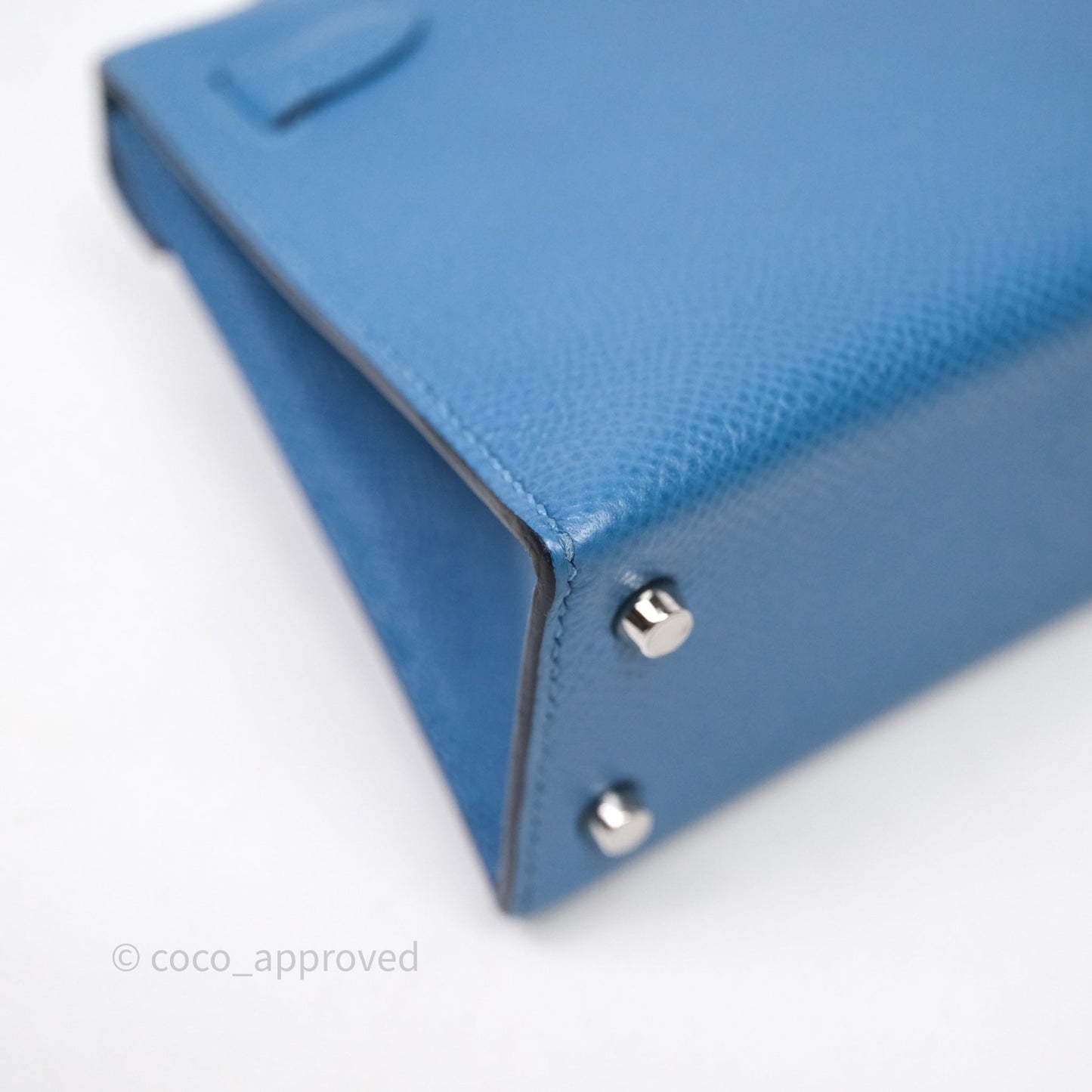 Hermès Mini Kelly Bleu Azur 7R Epsom Palladium Hardware