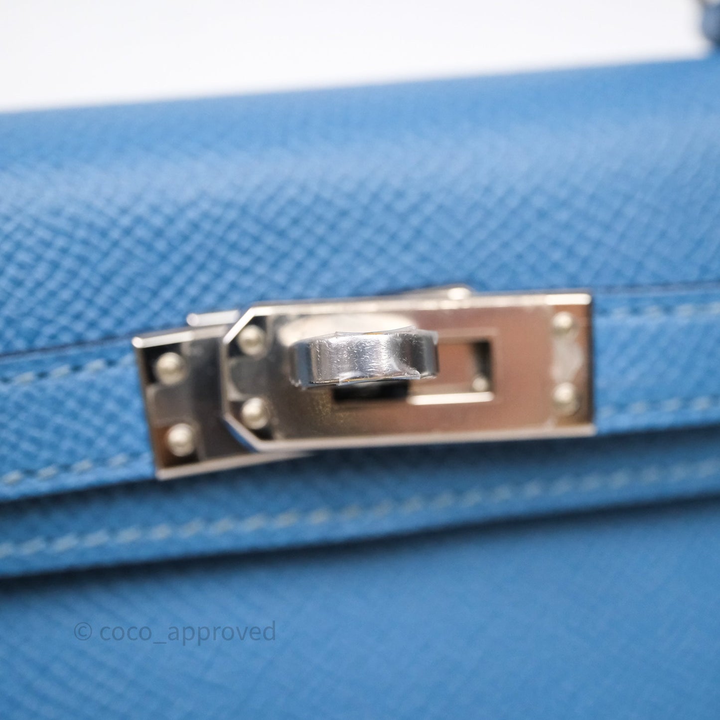 Hermès Mini Kelly Bleu Azur 7R Epsom Palladium Hardware
