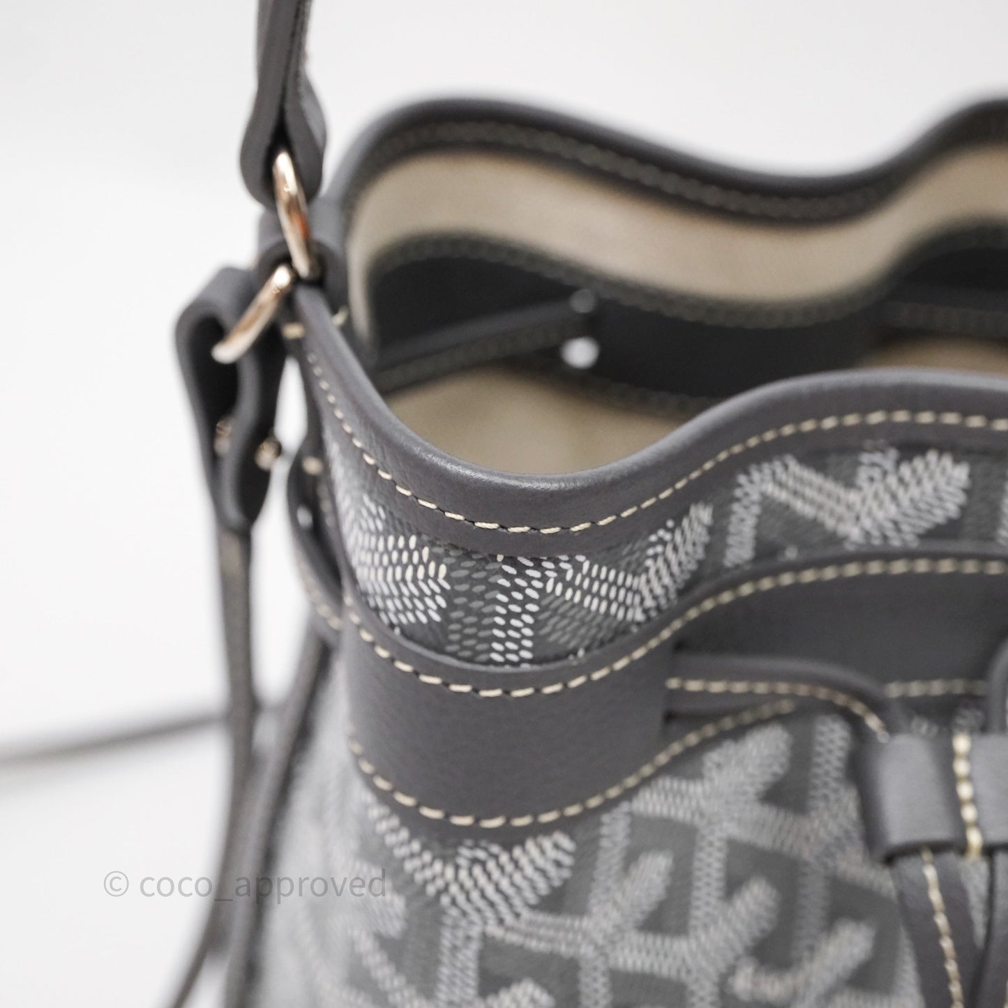 Goyard Petit Flot Mini Bucket Bag Grey Goyardine Canvas