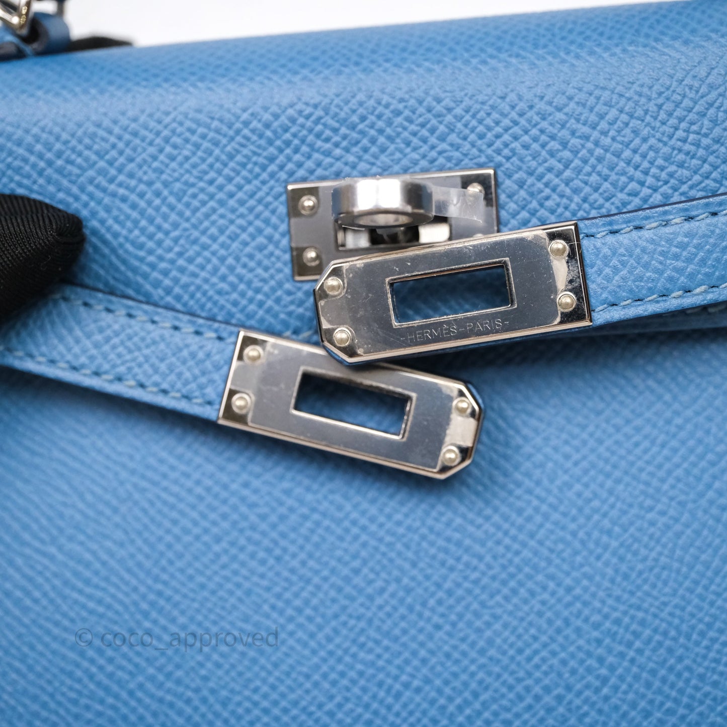 Hermès Mini Kelly Bleu Azur 7R Epsom Palladium Hardware