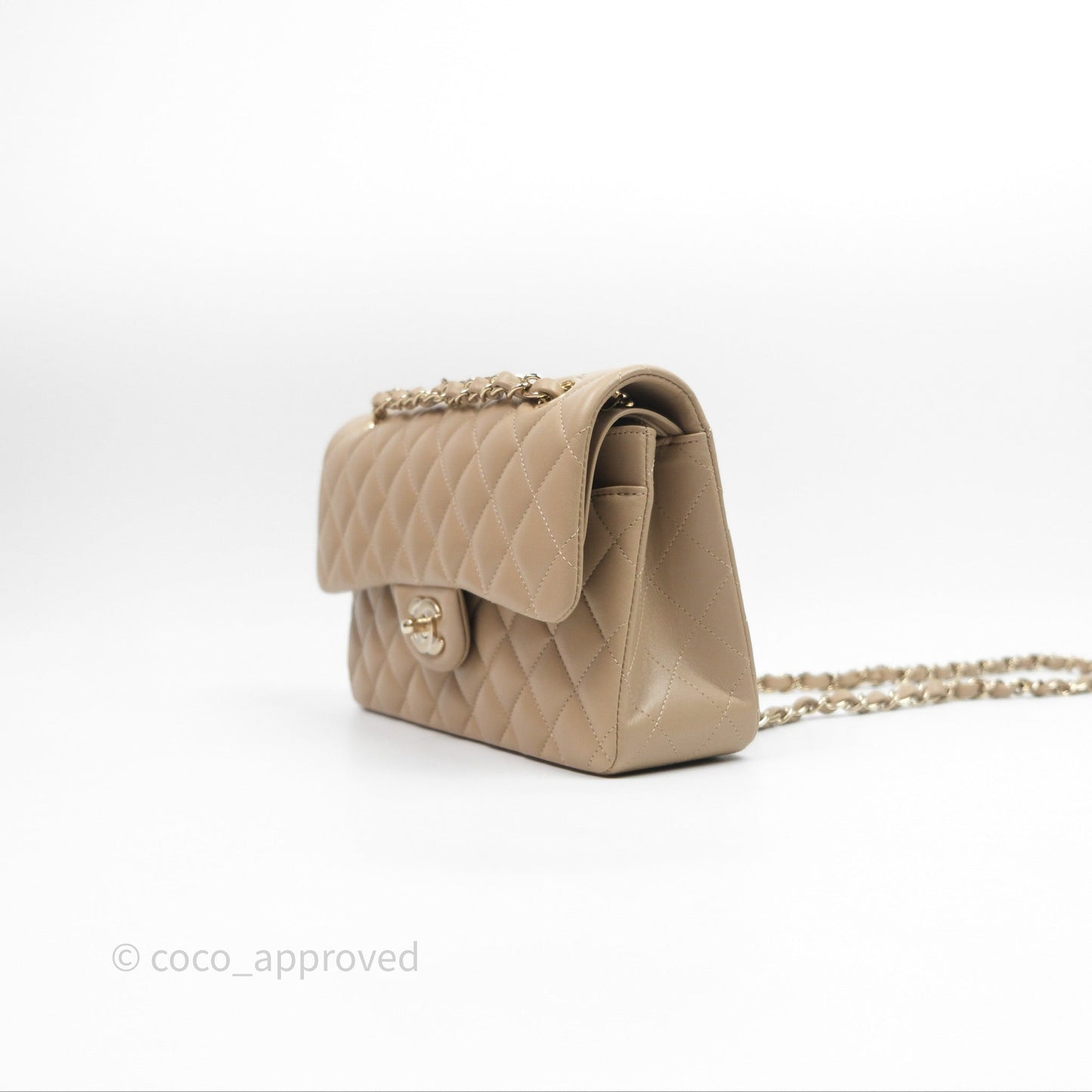 Chanel Small Quilted Classic Flap Beige Lambskin Gold Hardware