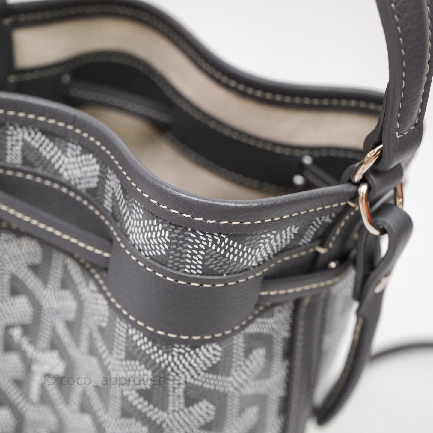 Goyard Petit Flot Mini Bucket Bag Grey Goyardine Canvas