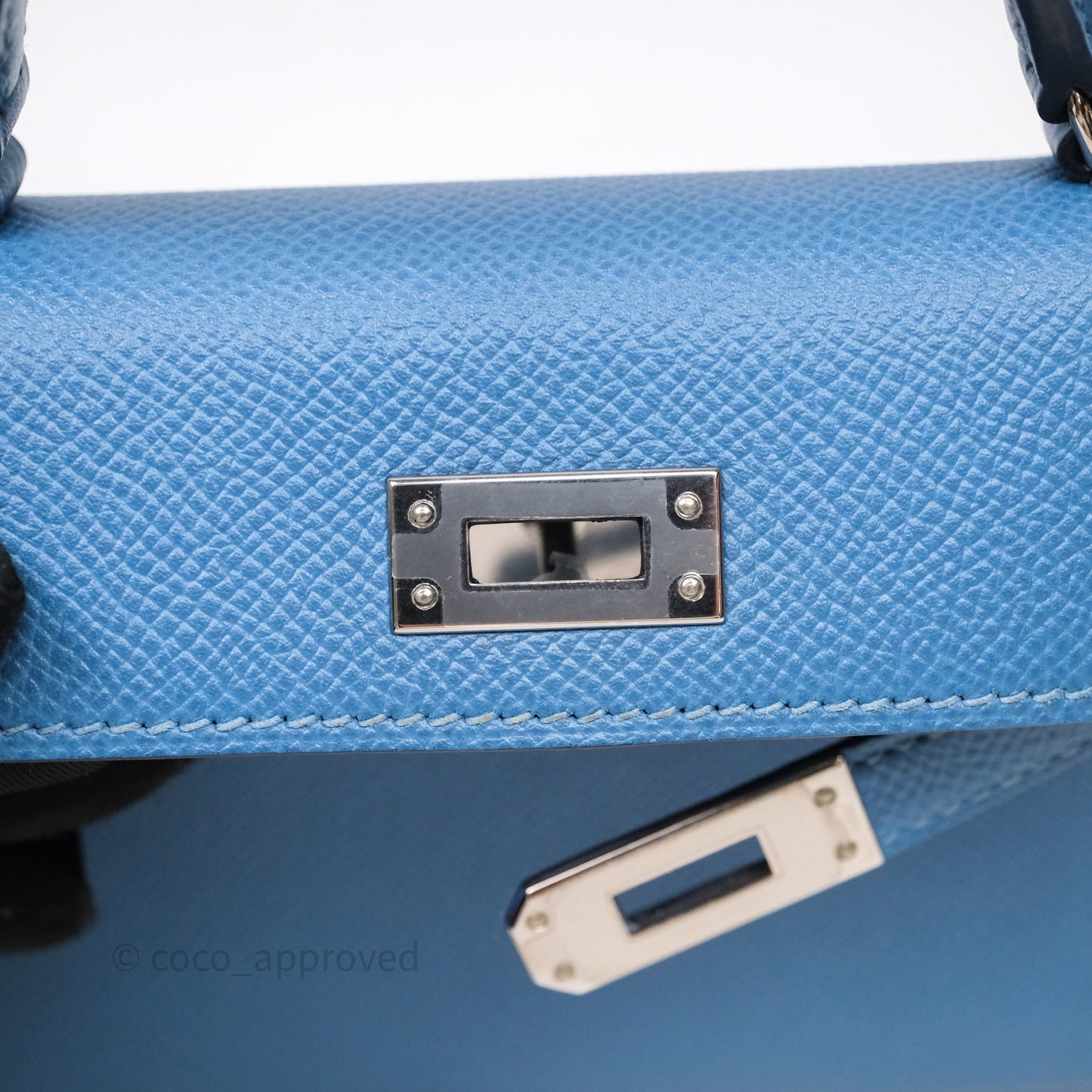 Hermès Mini Kelly Bleu Azur 7R Epsom Palladium Hardware