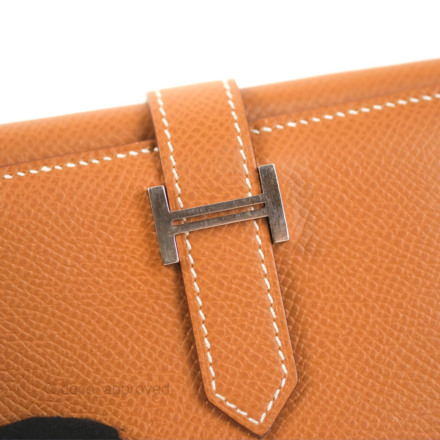 Hermes Bearn Trifold Compact Wallet Gold Epsom Palladium Hardware