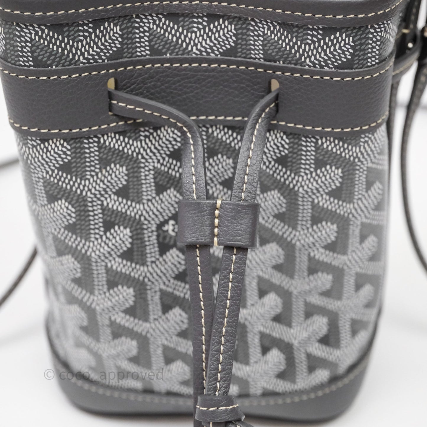 Goyard Petit Flot Mini Bucket Bag Grey Goyardine Canvas