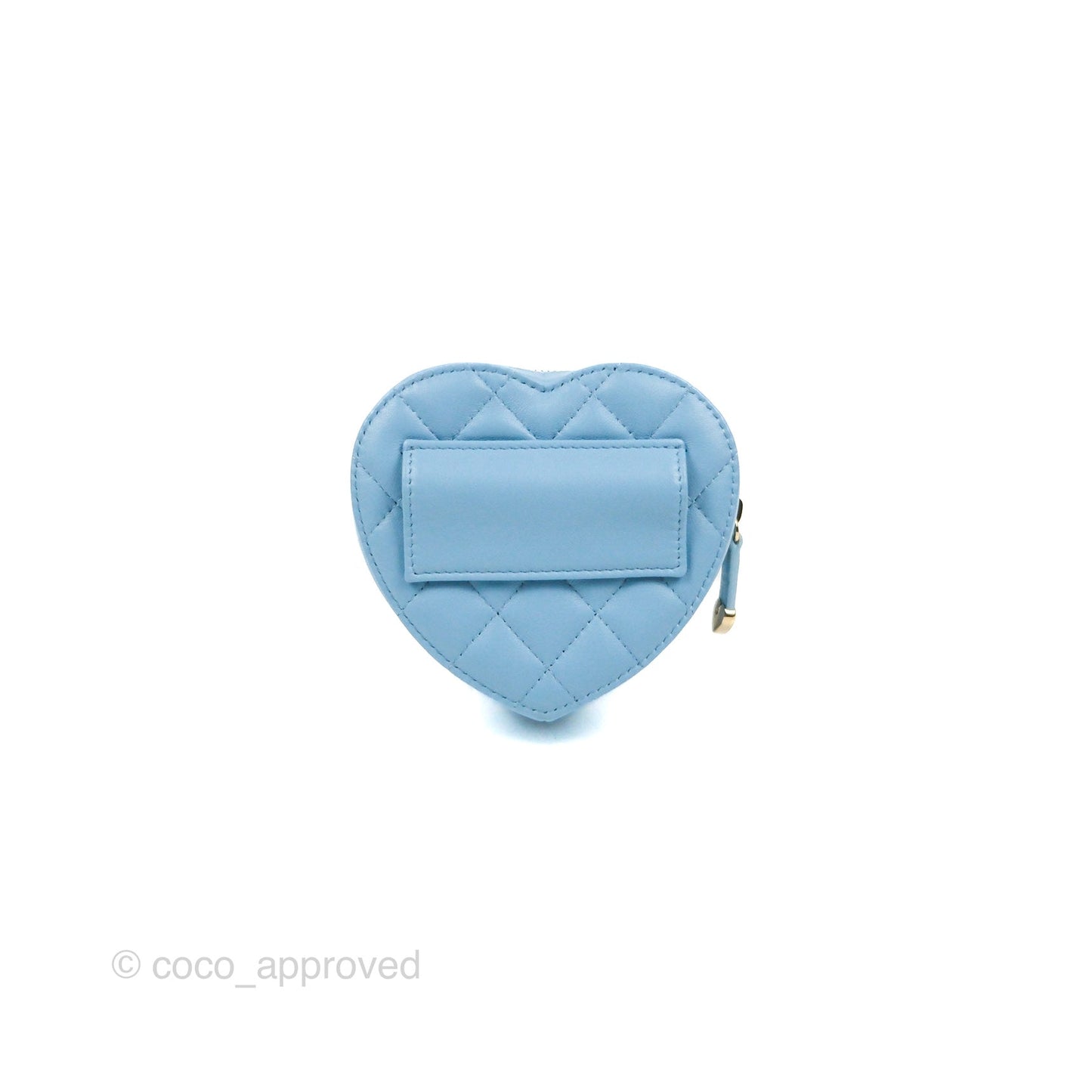 Chanel Mini Heart Belt Bag Blue Lambskin Gold Hardware 22S