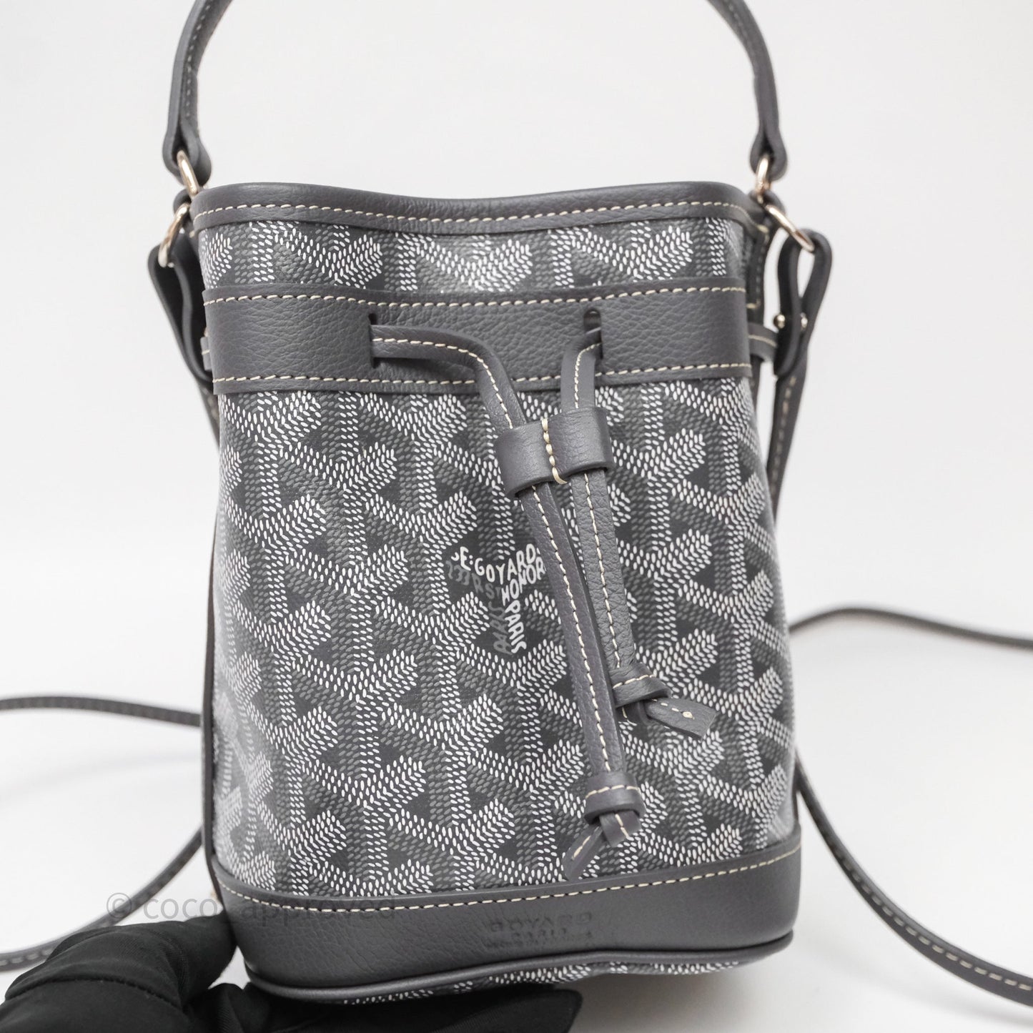 Goyard Petit Flot Mini Bucket Bag Grey Goyardine Canvas