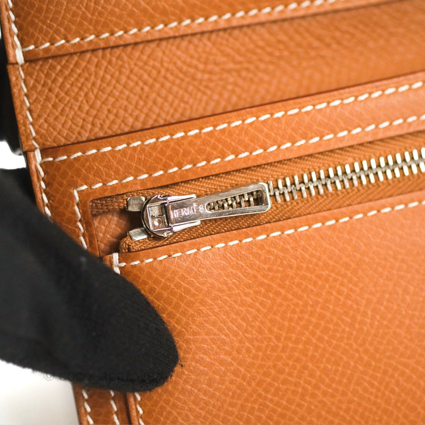 Hermes Bearn Trifold Compact Wallet Gold Epsom Palladium Hardware